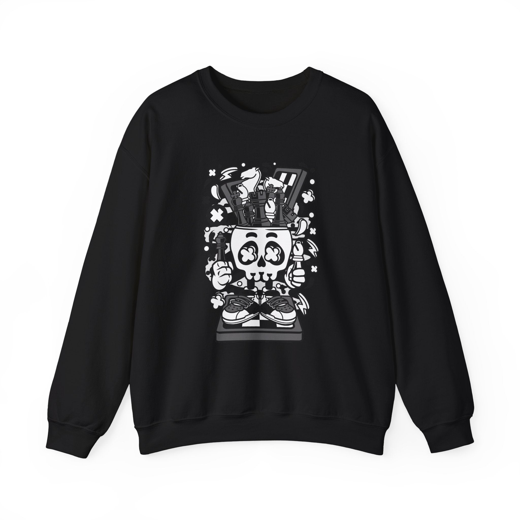 Chess Skull Head Unisex Heavy Blend Crewneck Sweatshirt for Ultimate Comfort