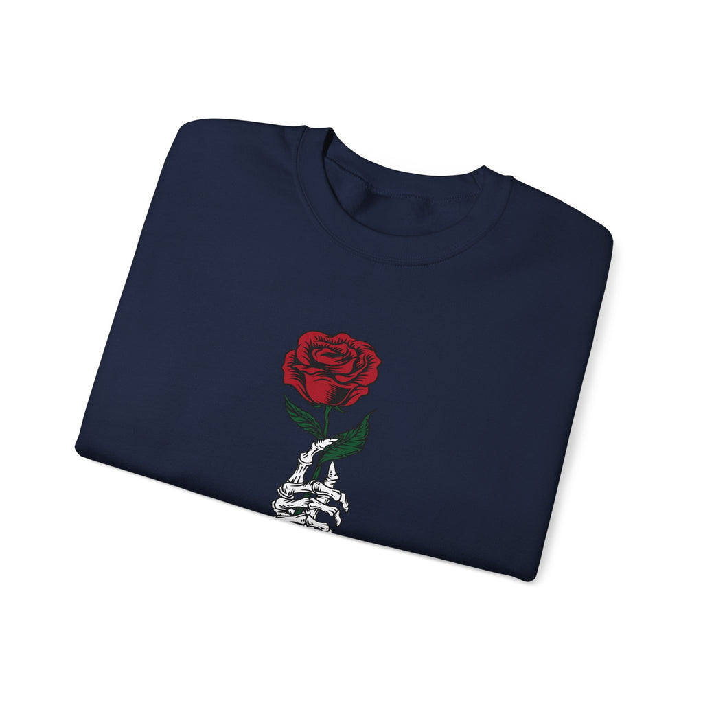 Rose In Skeleton Hand Unisex Heavy Blend Crewneck Sweatshirt