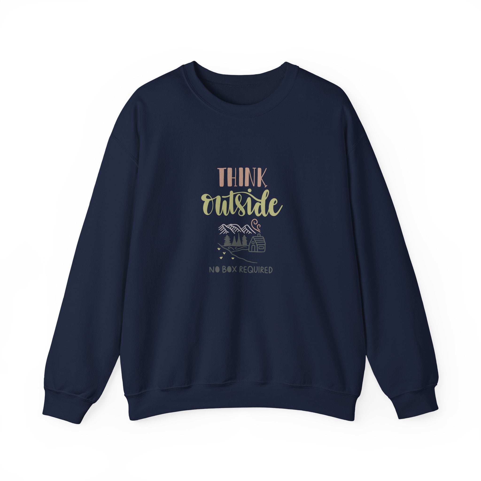 Think Outside No Box Required Unisex Heavy Blend Crewneck Sweatshirt