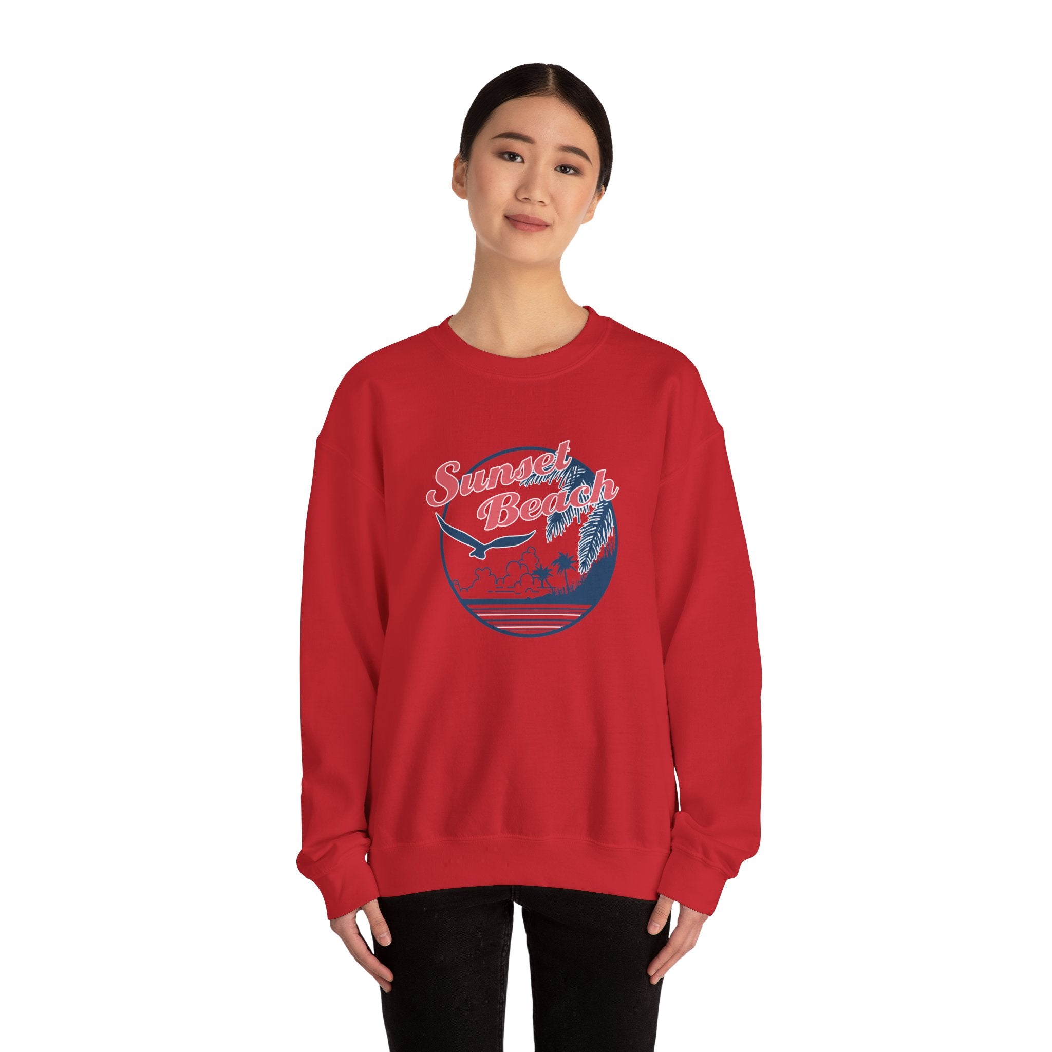 Sunset Beach Birds And Ocean Unisex Heavy Blend Crewneck Sweatshirt