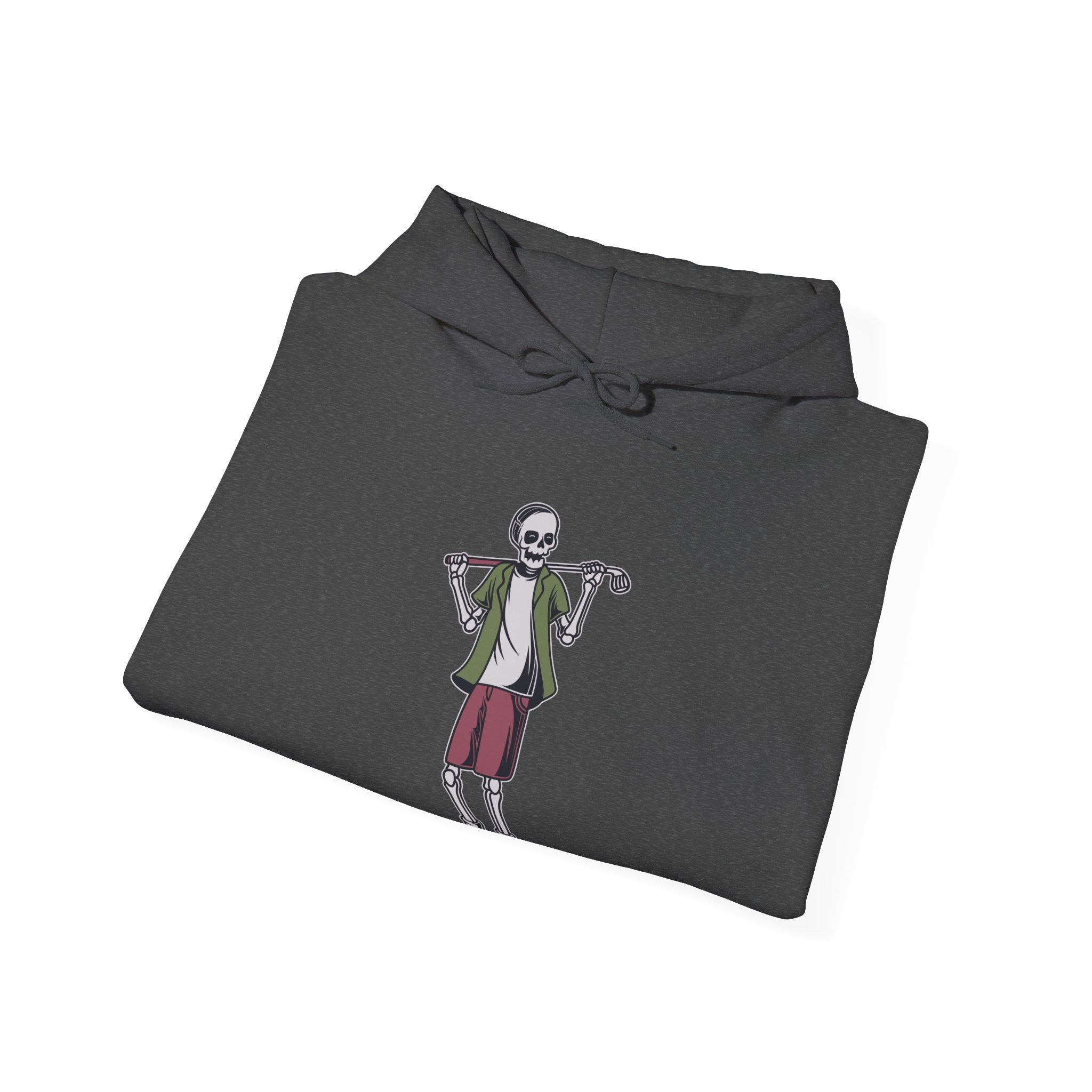 Standing Skeleton Golfer Unisex Heavy Blend Hooded Sweatshirt for Ultimate Comfort