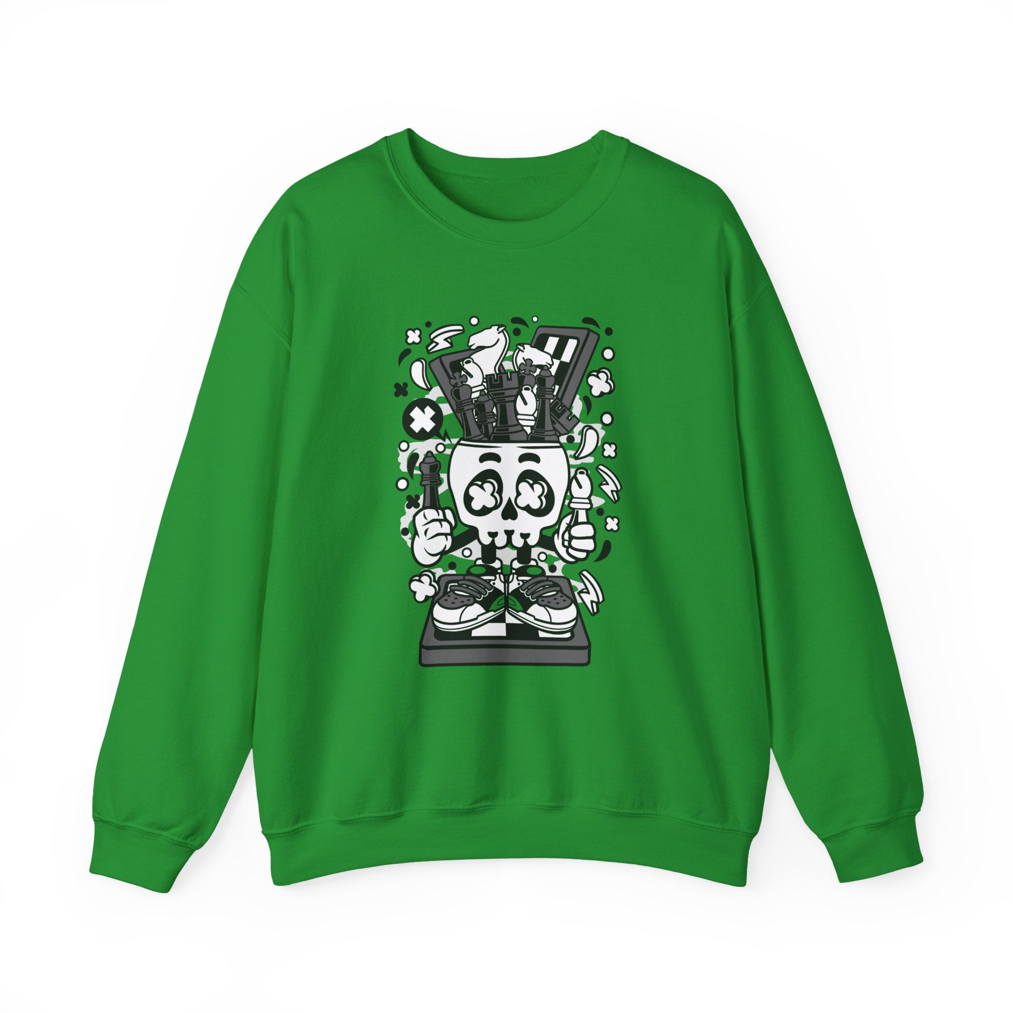 Chess Skull Head Unisex Heavy Blend Crewneck Sweatshirt for Ultimate Comfort