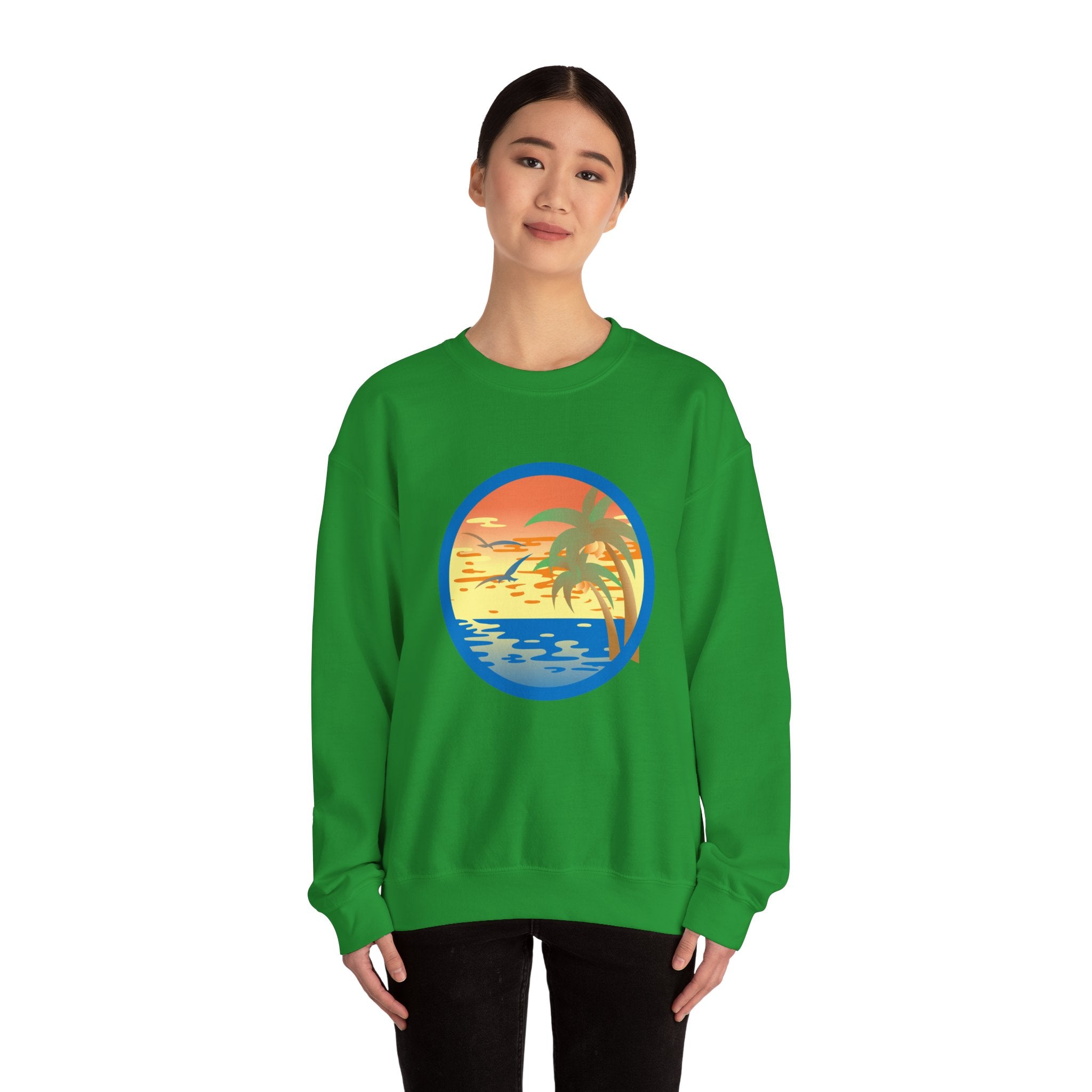 Colored Sunset And Beach Unisex Heavy Blend Crewneck Sweatshirt