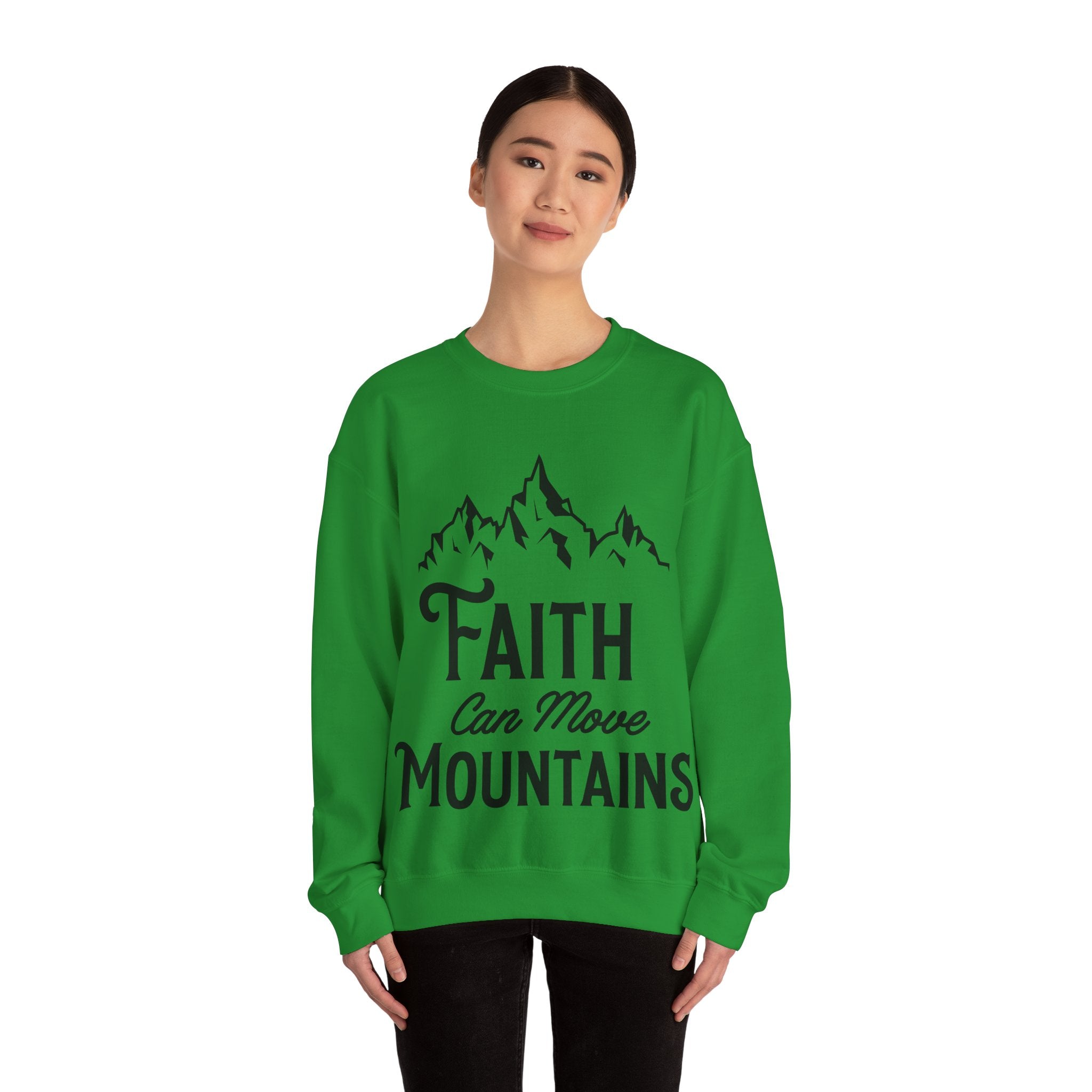Faith Can Move Mountains Unisex Heavy Blend Crewneck sweatshirt for Ultimate Comfort