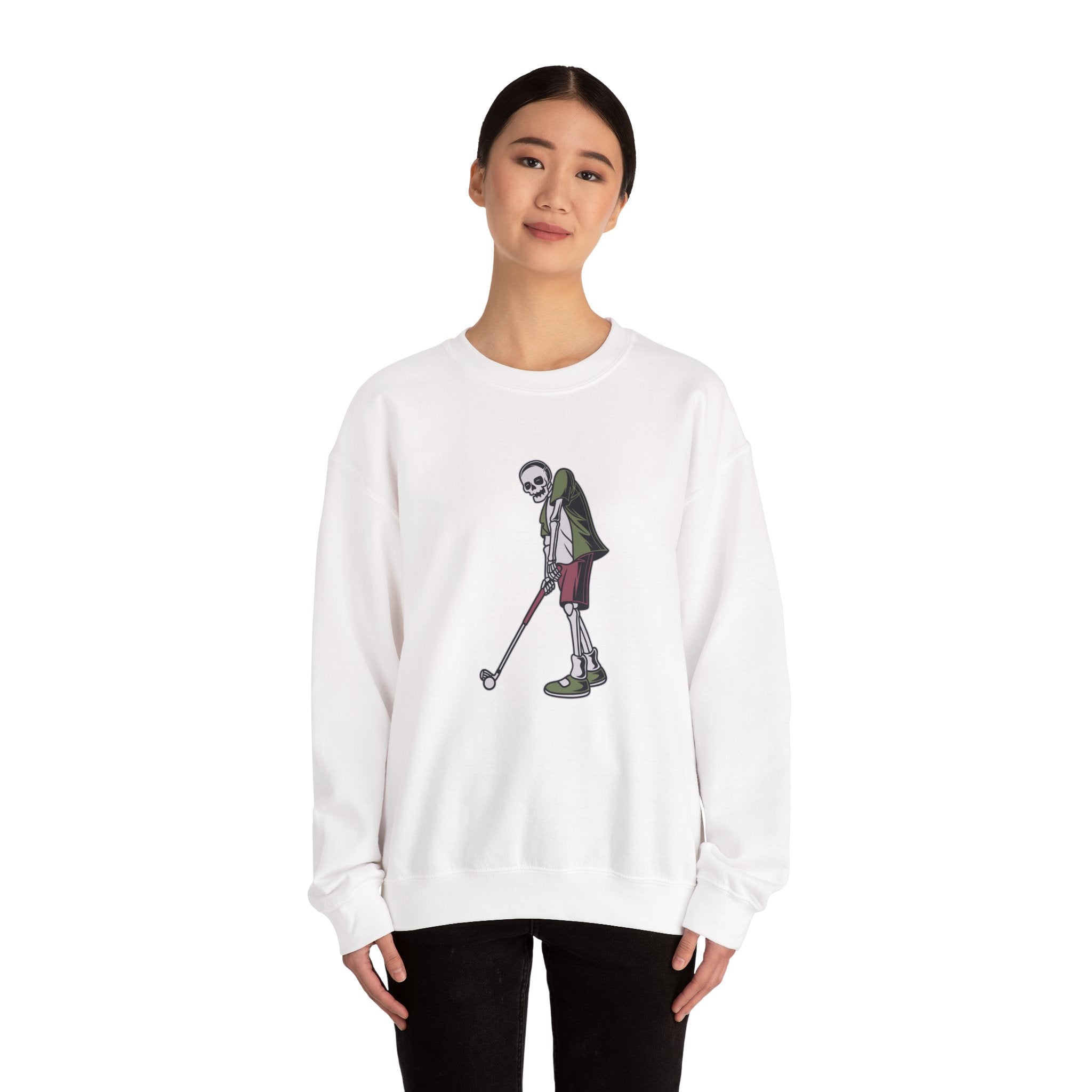 Skeleton Golfer Unisex Heavy Blend Crewneck Sweatshirt for Ultimate Comfort