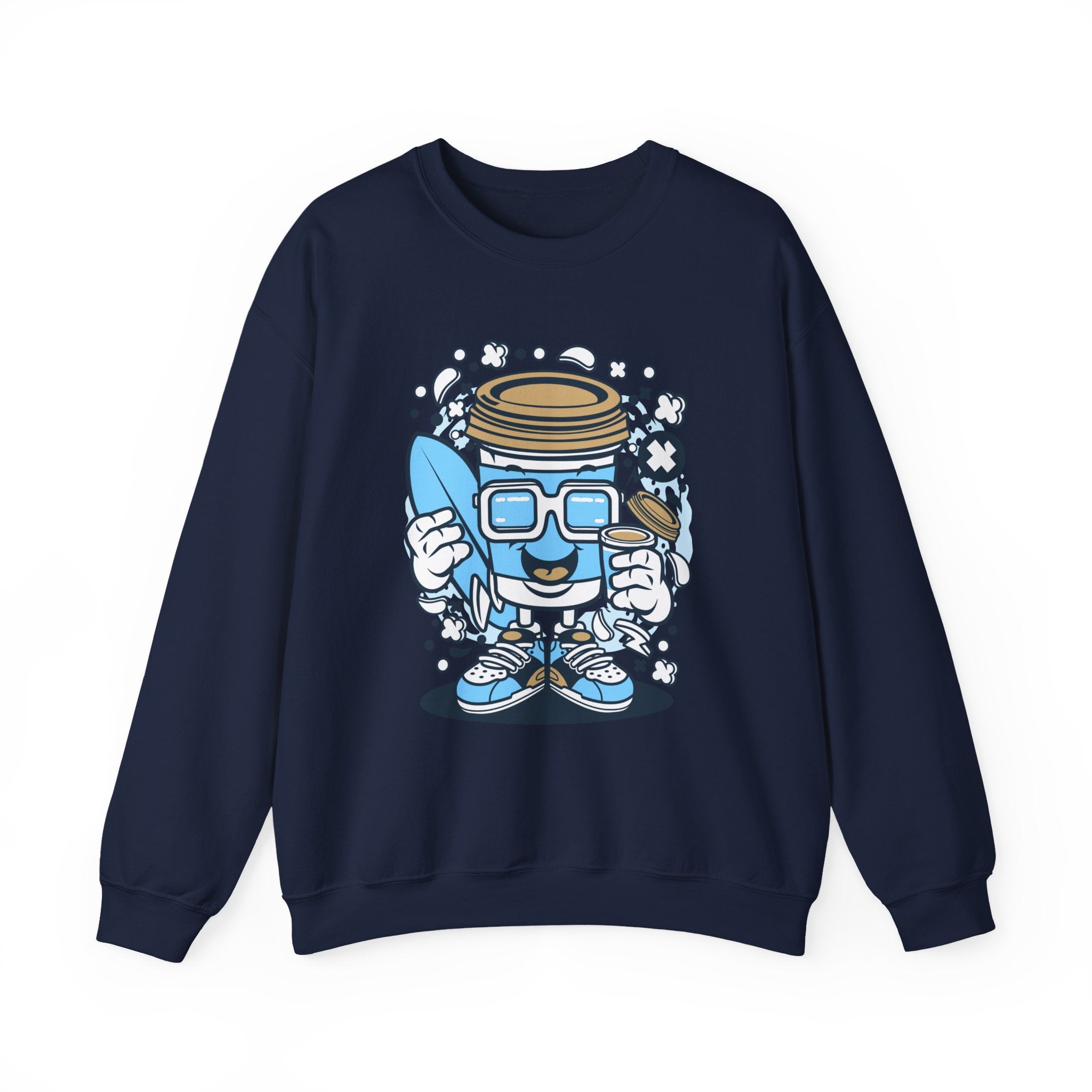 Coffee Cup Surfer Unisex Heavy Blend Crewneck Sweatshirt for Ultimate Comfort