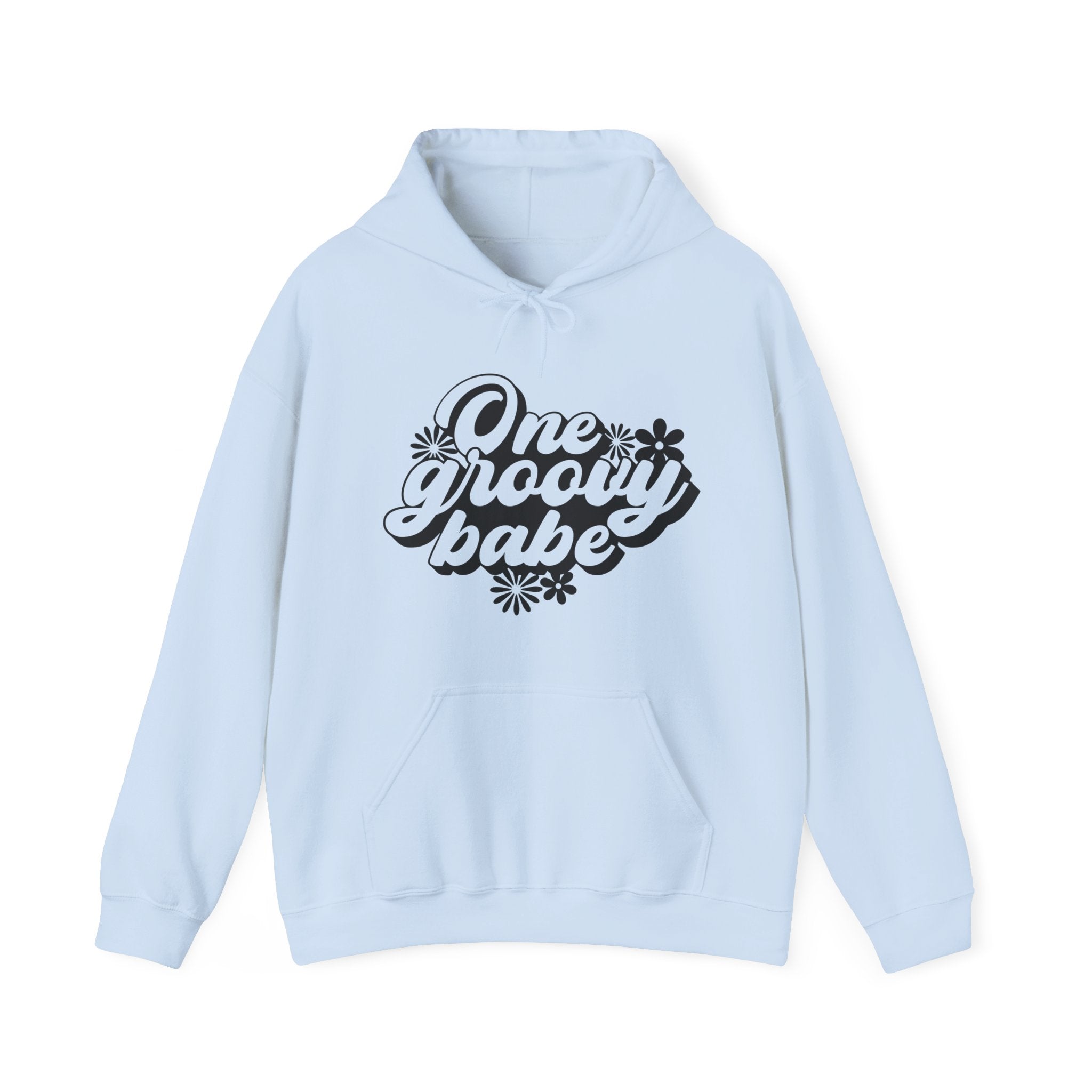 One Groovy Babe Flowers Unisex Heavy Blend Hooded Sweatshirt for Ultimate Comfort