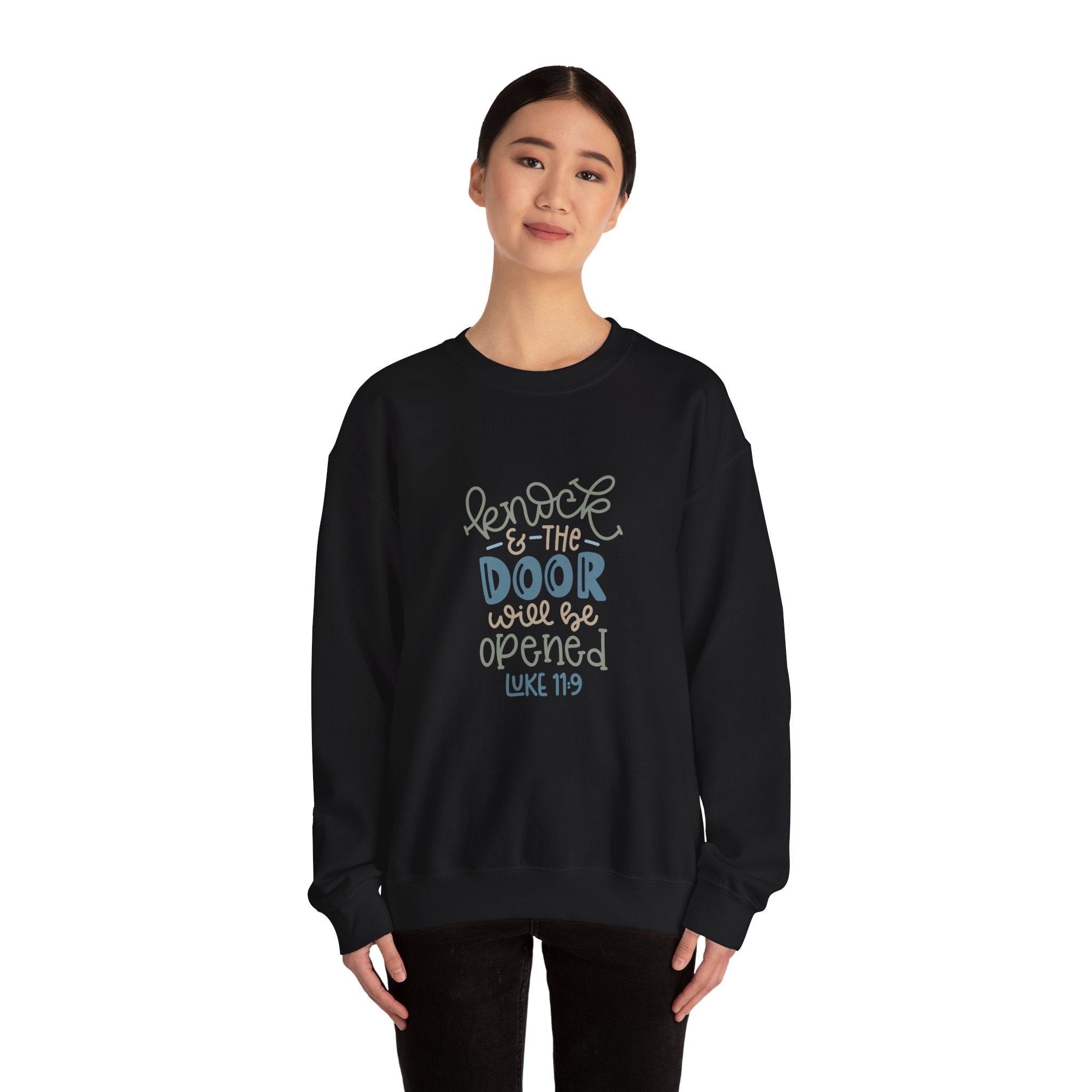 Knock And The Door Will Be Opened Luke 11 19 Unisex Heavy Blend Crewneck Sweatshirt