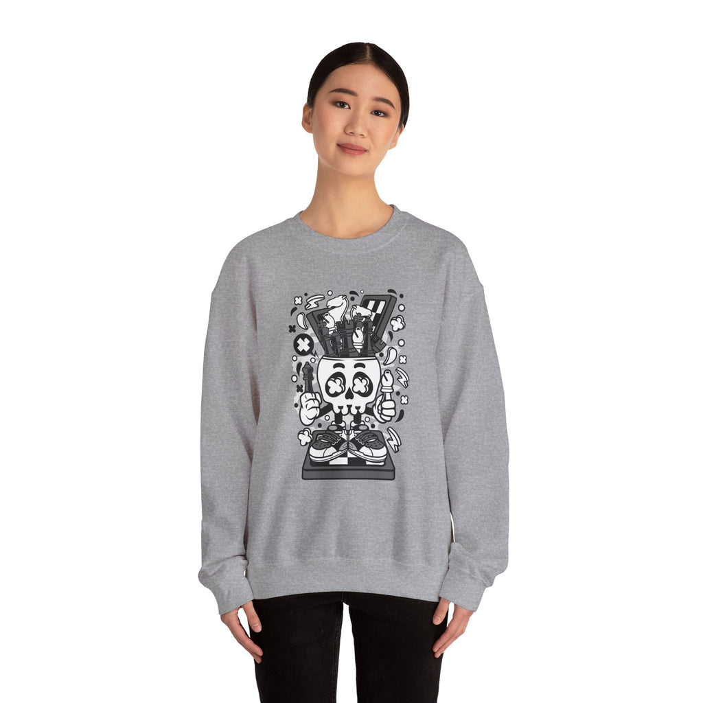 Chess Skull Head Unisex Heavy Blend Crewneck Sweatshirt for Ultimate Comfort