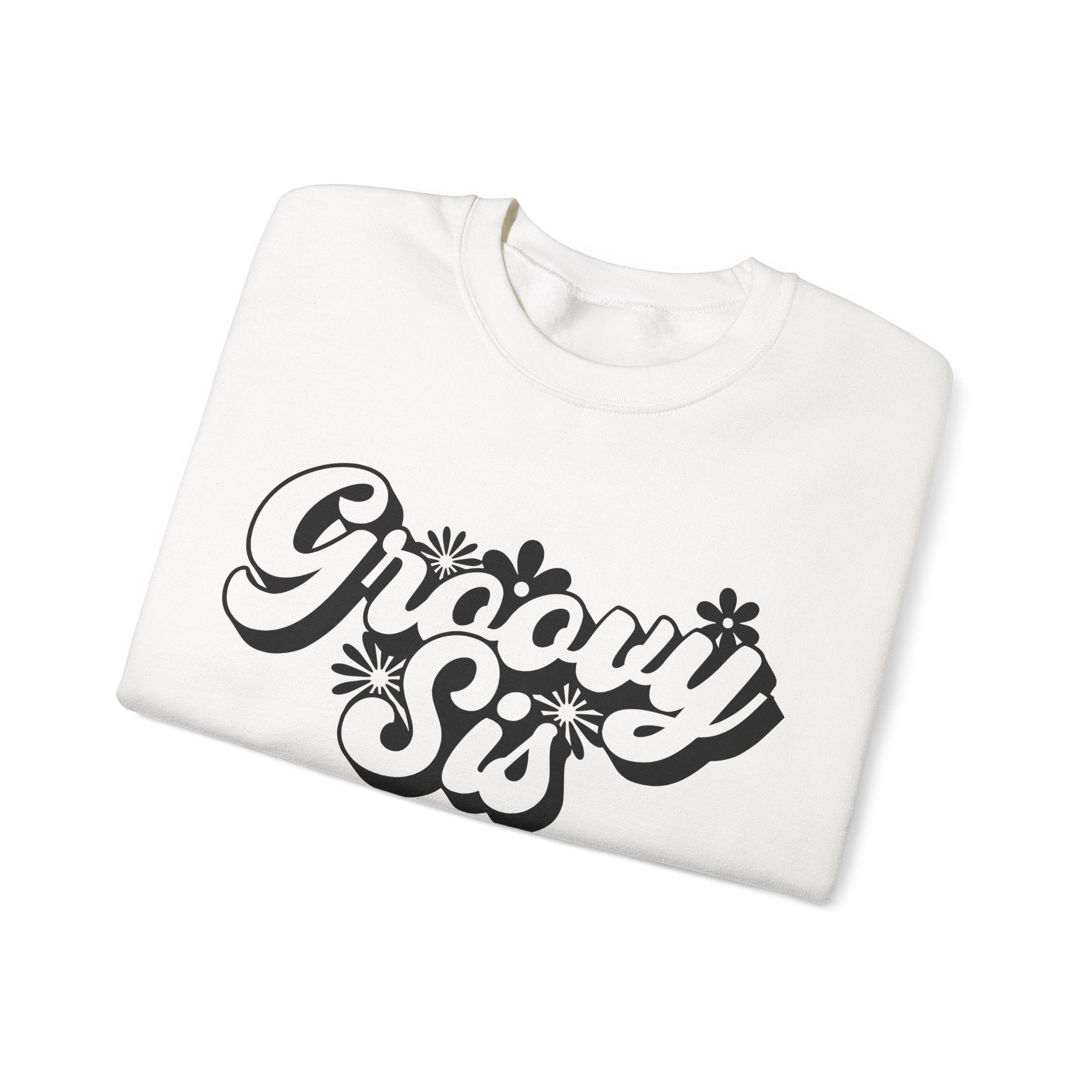 Groovy Sis Flowers Unisex Heavy Blend Crewneck Sweatshirt for Ultimate Comfort