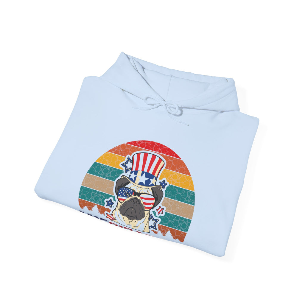 American White Pug Dog Unisex Heavy Blend Hooded Sweatshirt