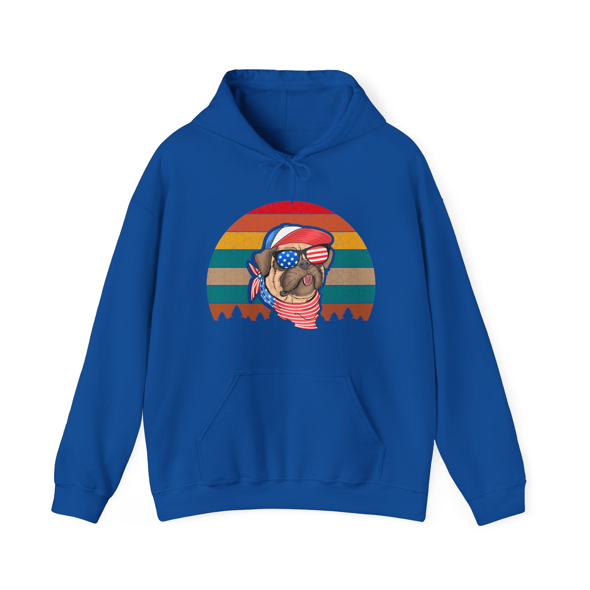 American Pug With Trees Unisex Heavy Blend Hooded Sweatshirt