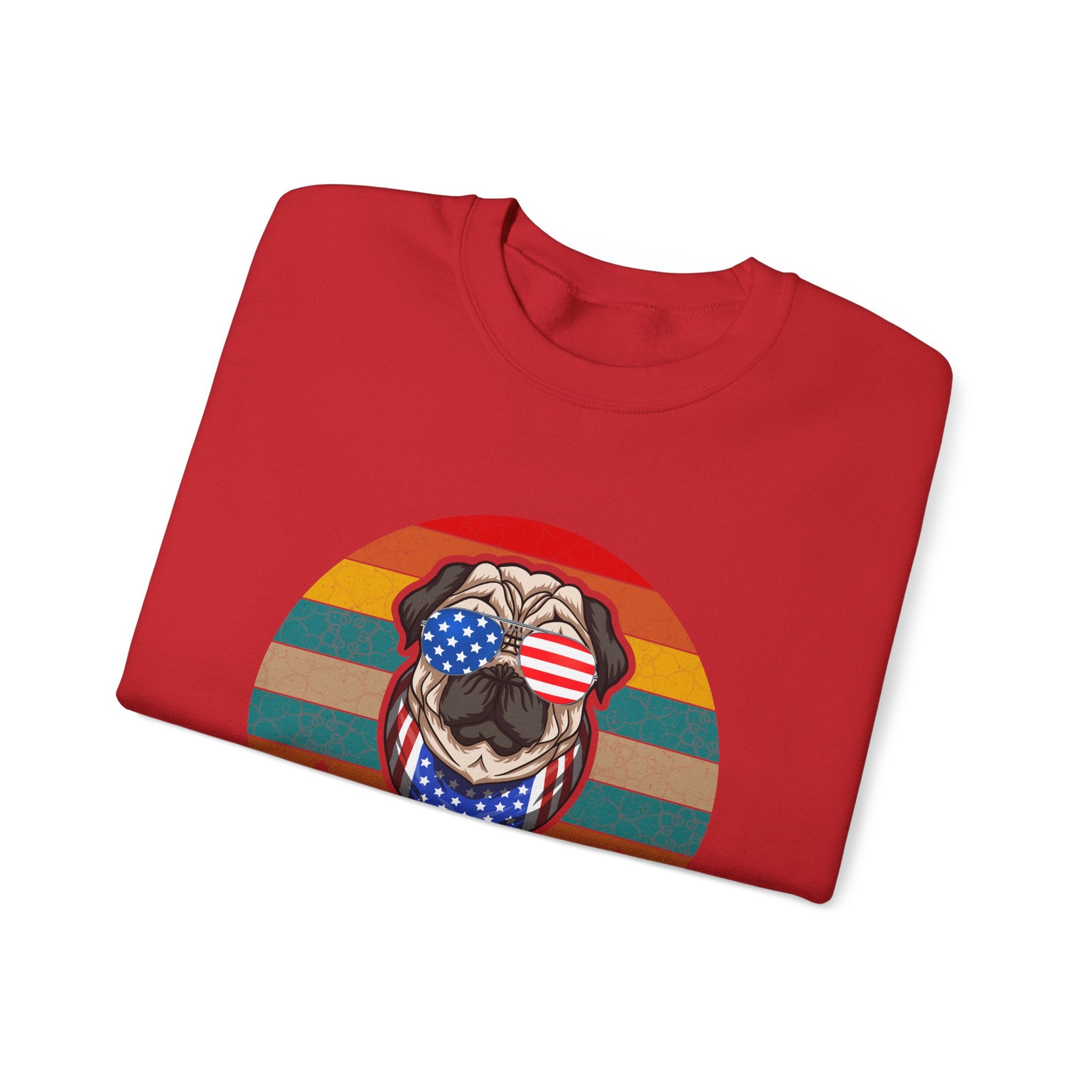 Pug With Trees Fourth Of July Unisex Heavy Blend Crewneck Sweatshirt