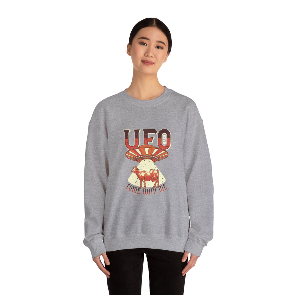 UFO Come With Me Cow Unisex Heavy Blend Crewneck Sweatshirt