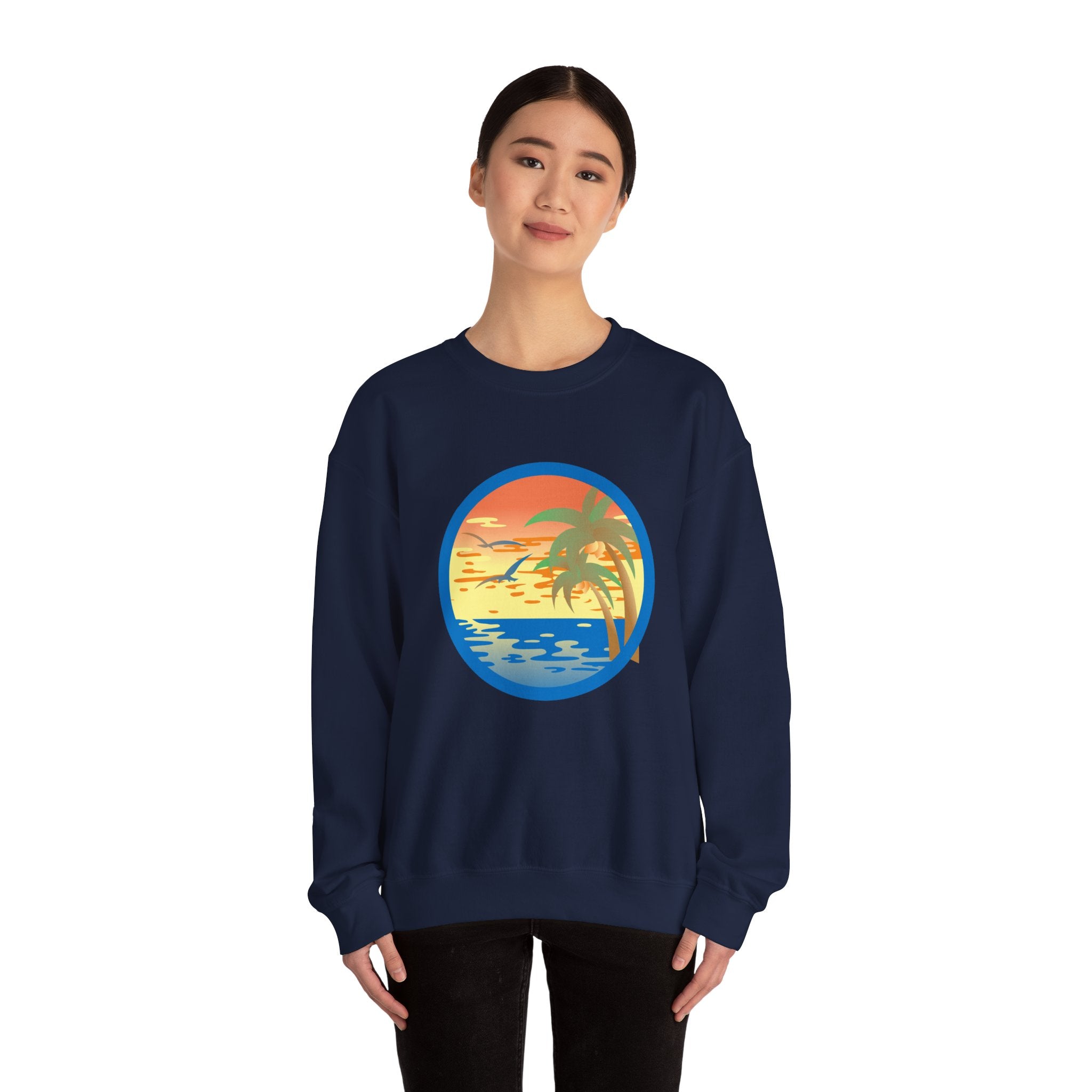 Colored Sunset And Beach Unisex Heavy Blend Crewneck Sweatshirt