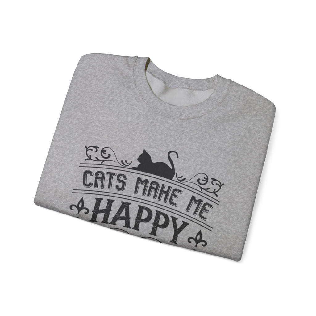 Cats Make Me Happy Humans Make My Head Hurt Unisex Heavy Blend Crewneck Sweatshirt