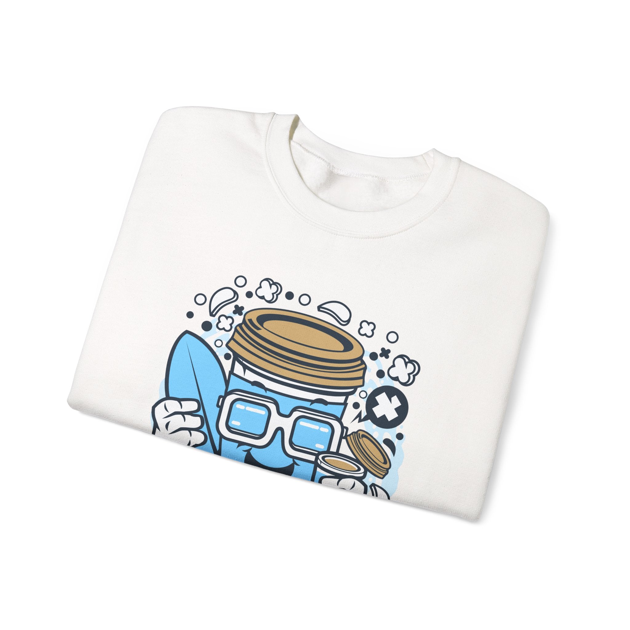 Coffee Cup Surfer Unisex Heavy Blend Crewneck Sweatshirt for Ultimate Comfort