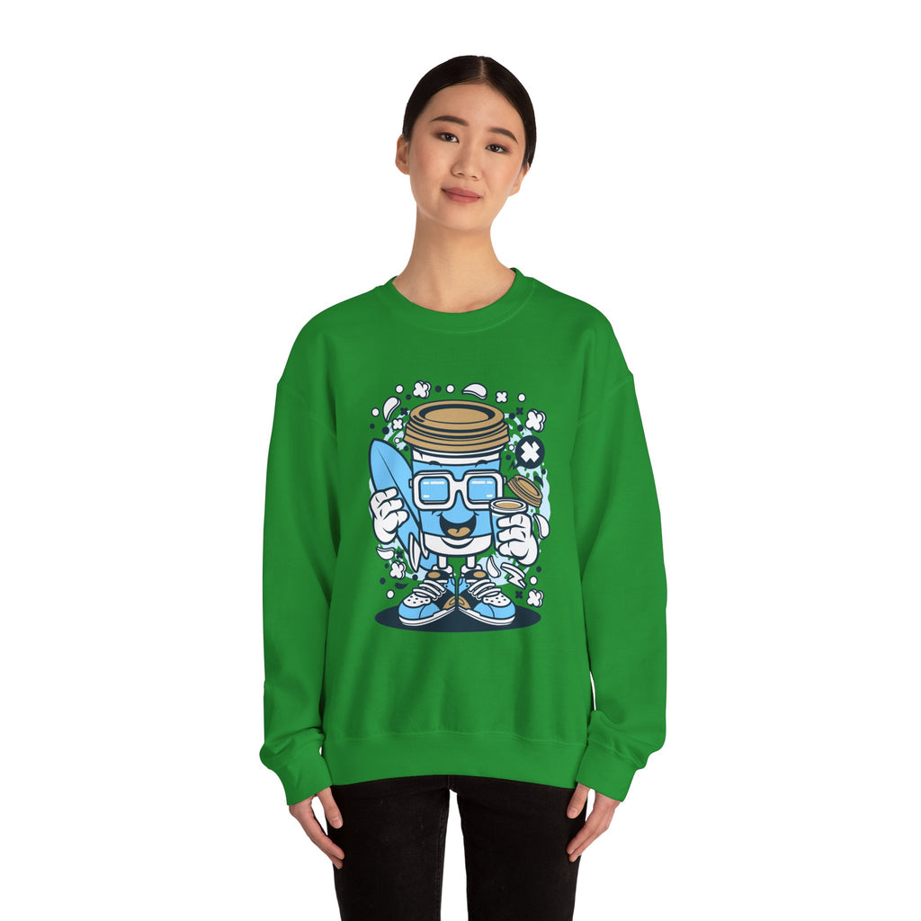 Coffee Cup Surfer Unisex Heavy Blend Crewneck Sweatshirt for Ultimate Comfort