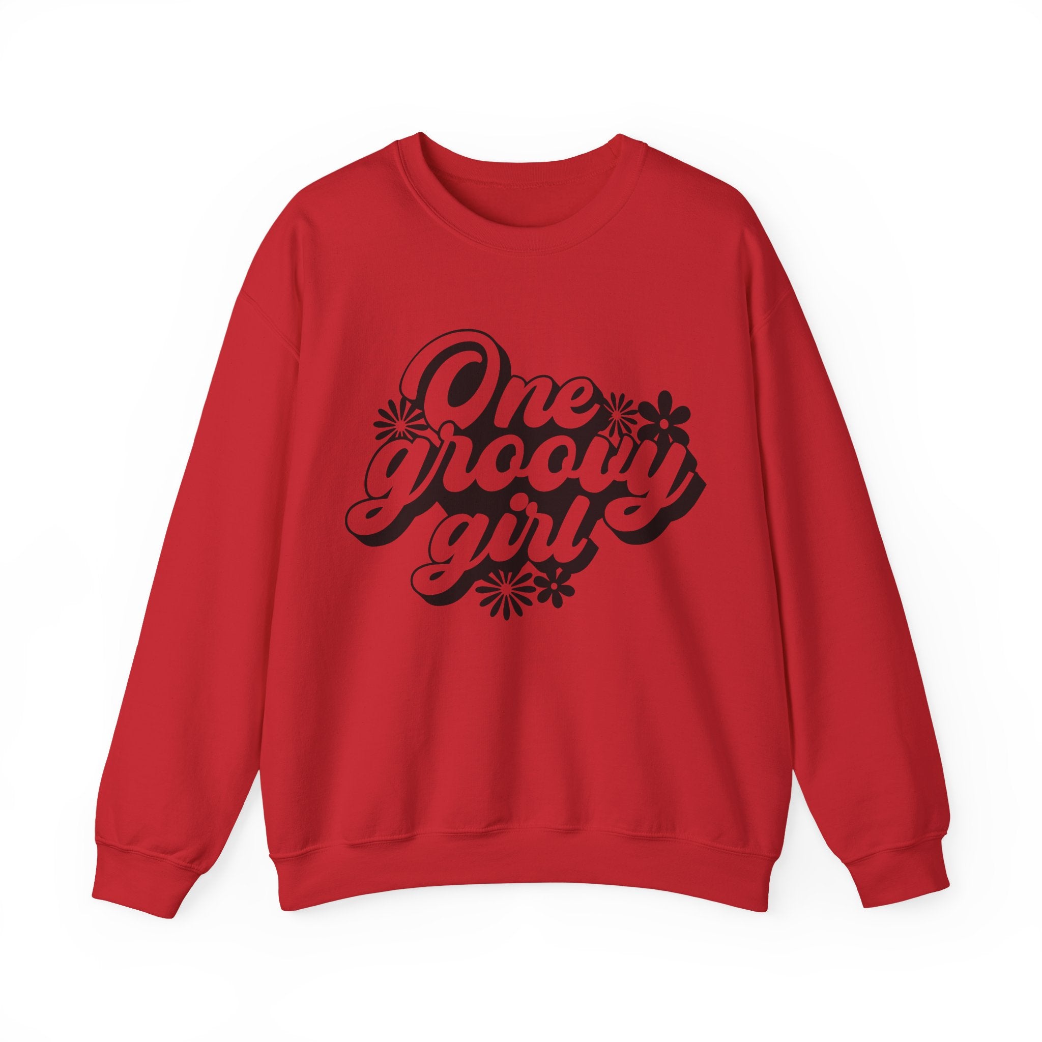 One Groovy Girl Flowers Unisex Heavy Blend Crewneck Sweatshirt