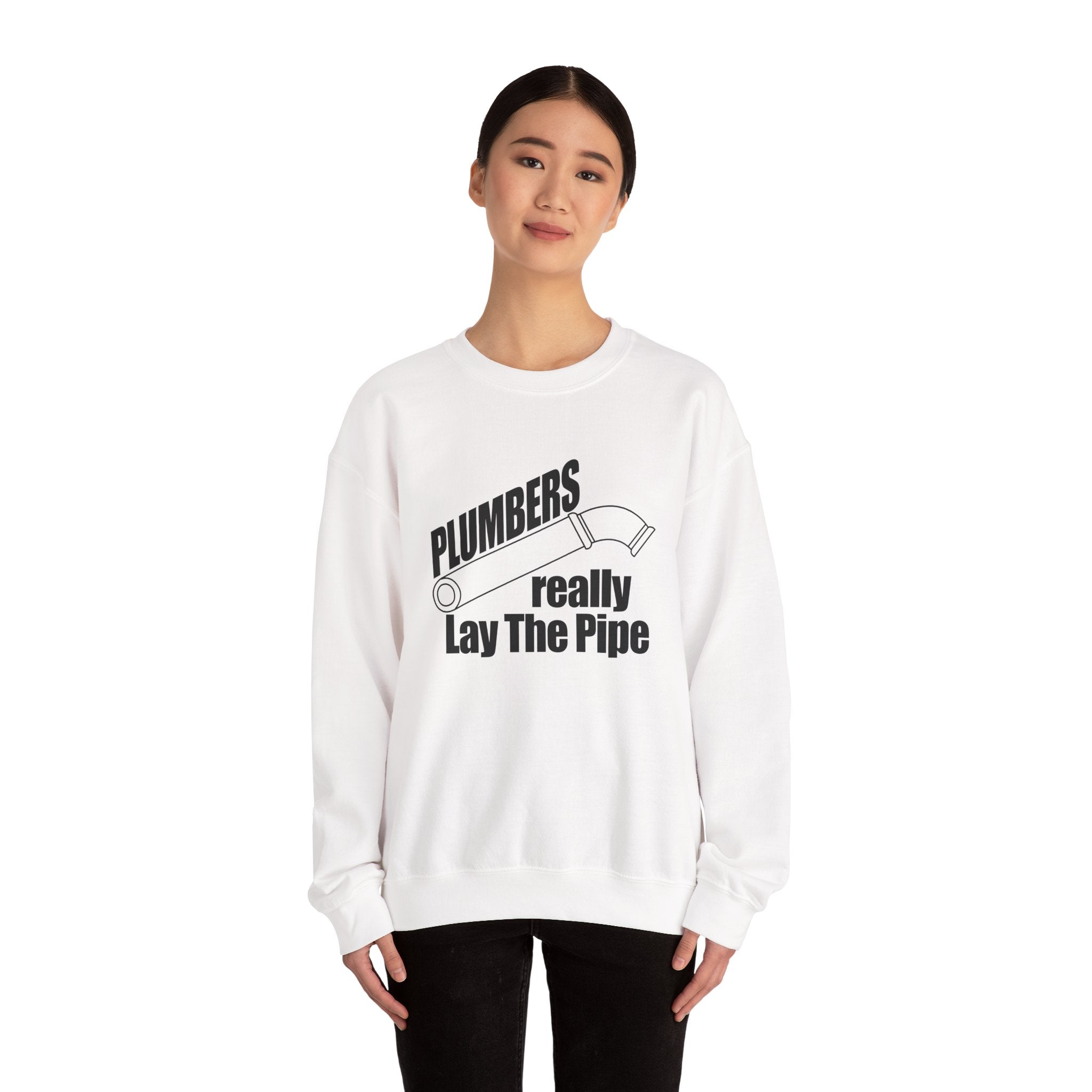 Plumbers Really Lay The Pipe Unisex Heavy Blend Crewneck Sweatshirt