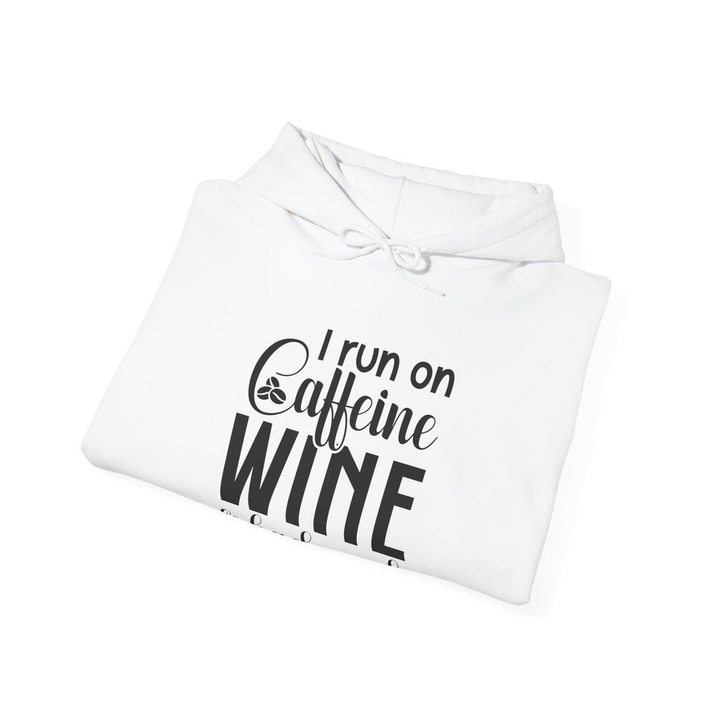 I Run On Caffeine Wine And Bad Words Unisex Heavy Blend Hooded Sweatshirt