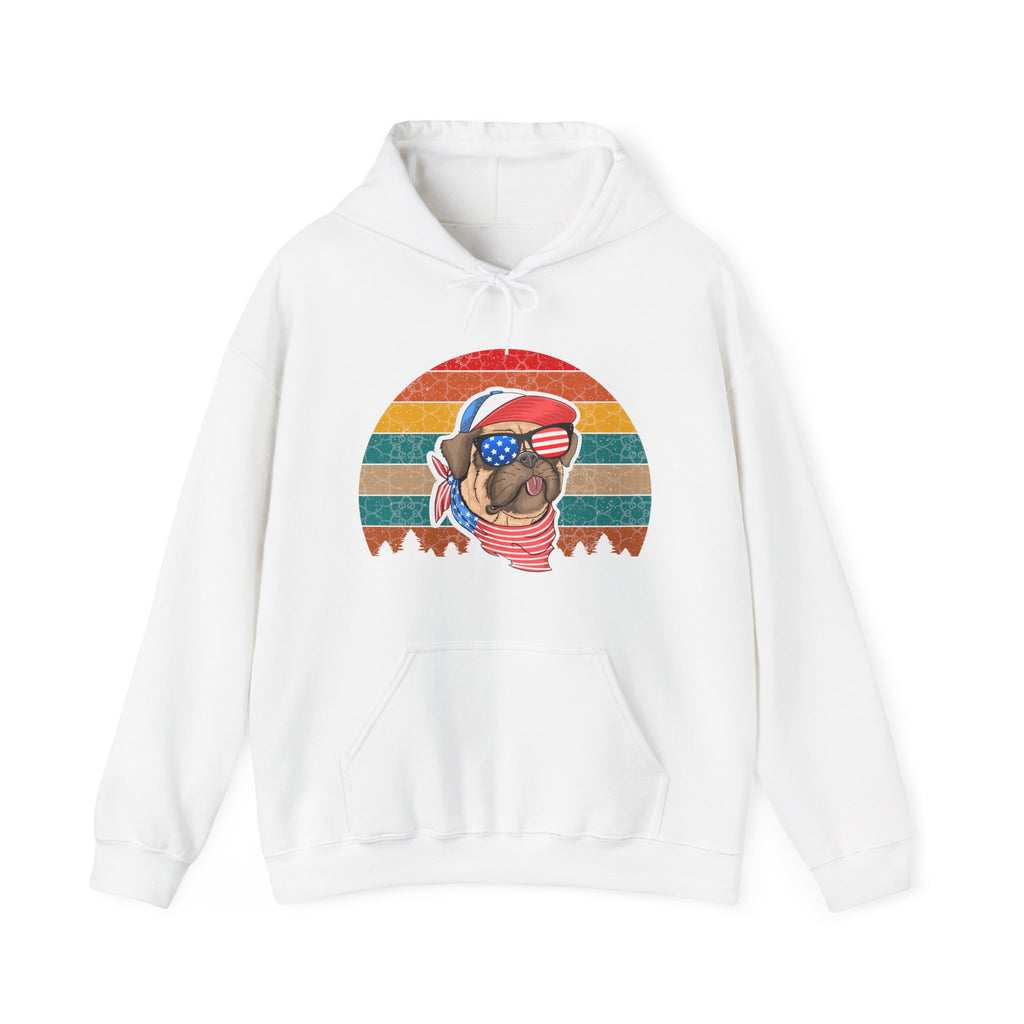American Pug With Trees Unisex Heavy Blend Hooded Sweatshirt