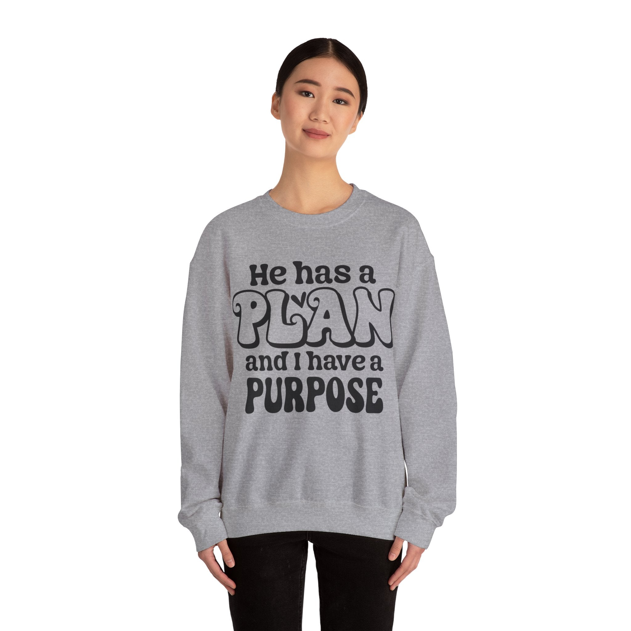 He Has A Plan Unisex Heavy Blend Crewneck Sweatshirt for Ultimate Comfort