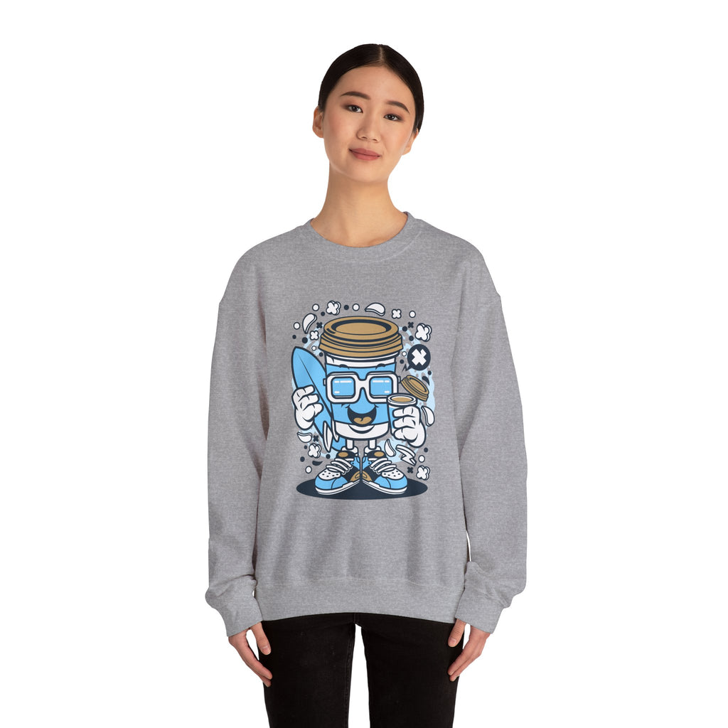 Coffee Cup Surfer Unisex Heavy Blend Crewneck Sweatshirt for Ultimate Comfort