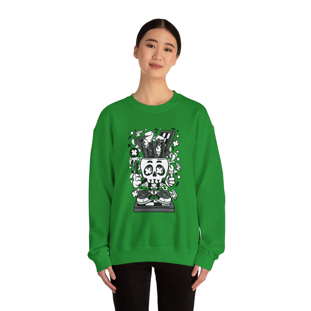 Chess Skull Head Unisex Heavy Blend Crewneck Sweatshirt for Ultimate Comfort