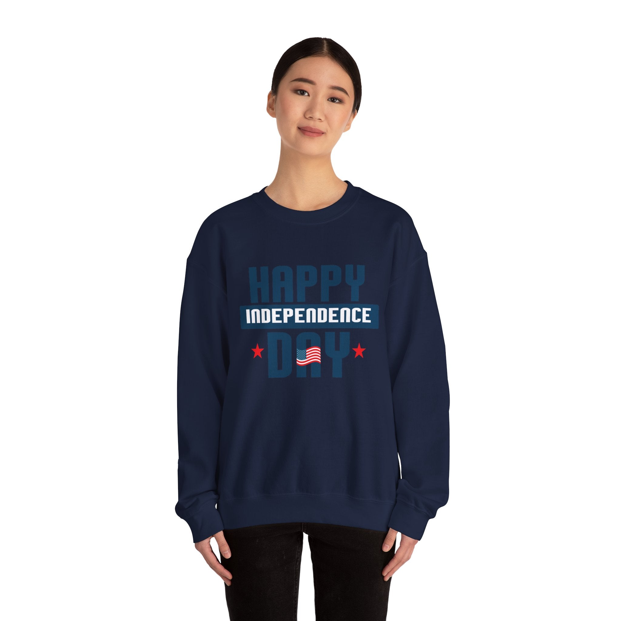 Happy Independence Day Blue Unisex Heavy Blend Crewneck Sweatshirt