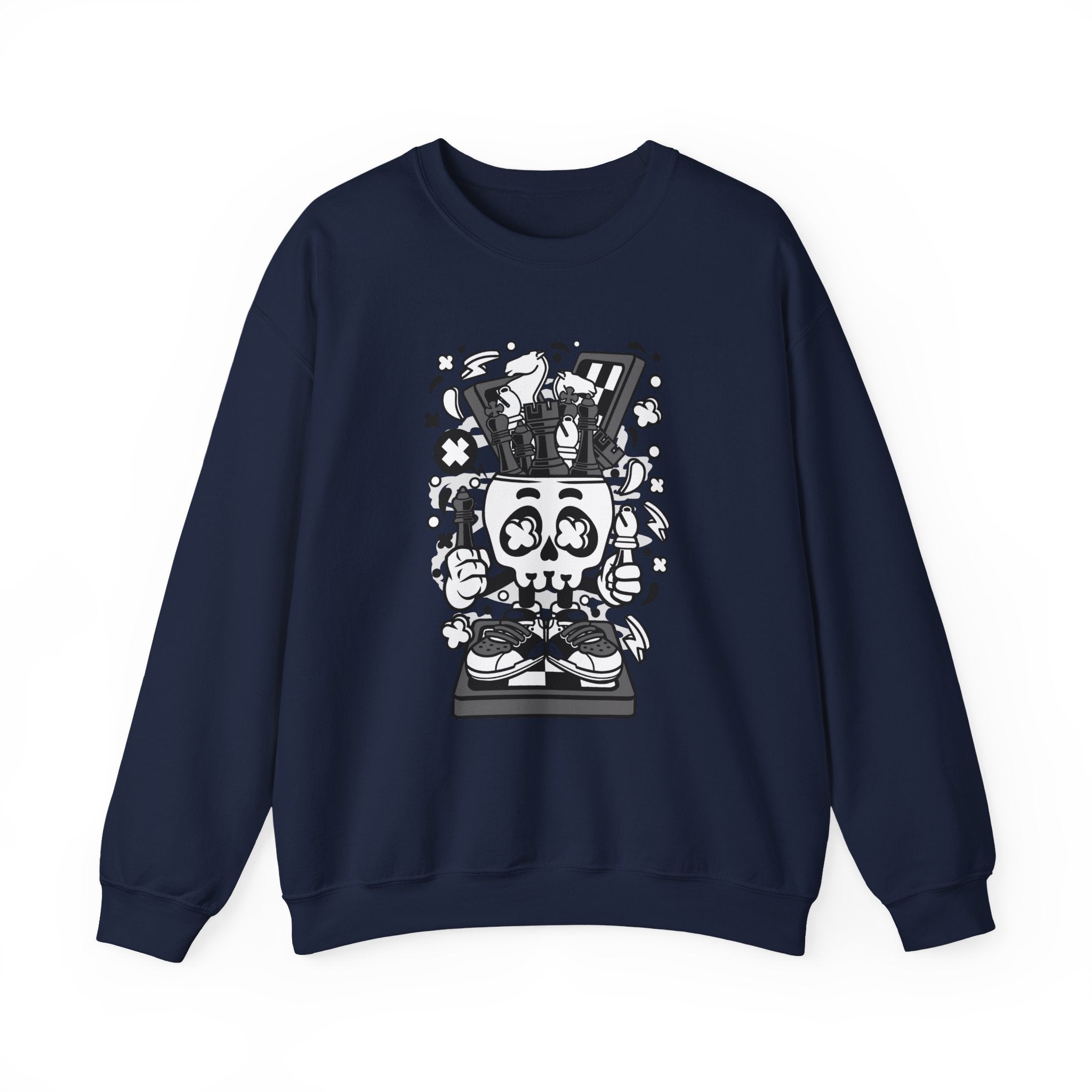 Chess Skull Head Unisex Heavy Blend Crewneck Sweatshirt for Ultimate Comfort