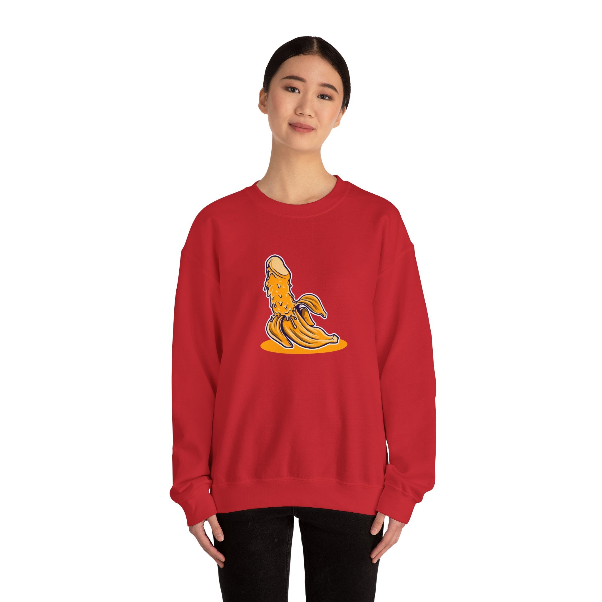 Penis Banana Unisex Heavy Blend Crewneck Sweatshirt for Ultimate Comfort