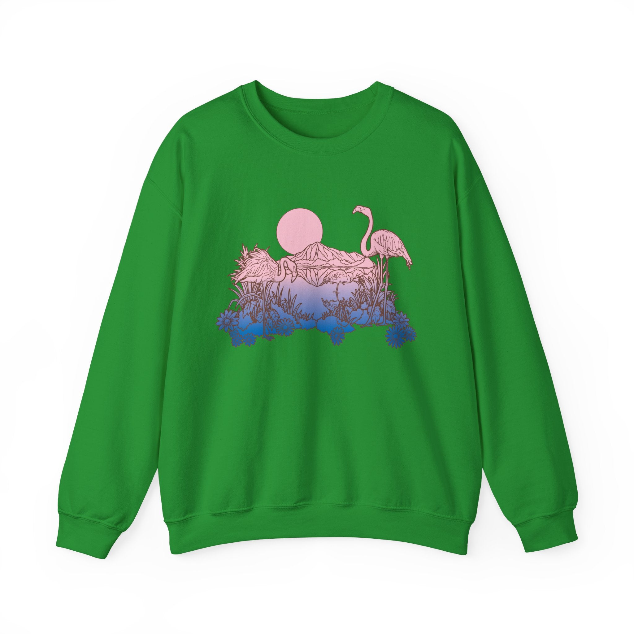Flamingos In Sunset Unisex Heavy Blend Crewneck Sweatshirt