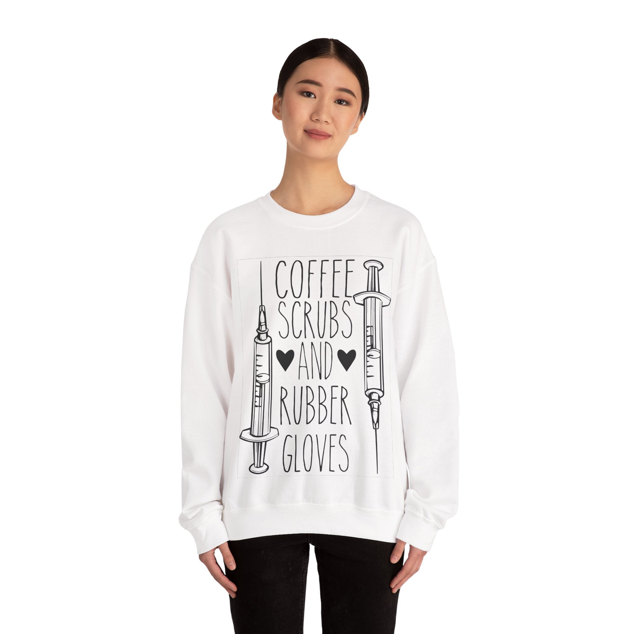 Coffee Scrubs And Rubber Gloves Unisex Heavy Blend Crewneck Sweatshirt
