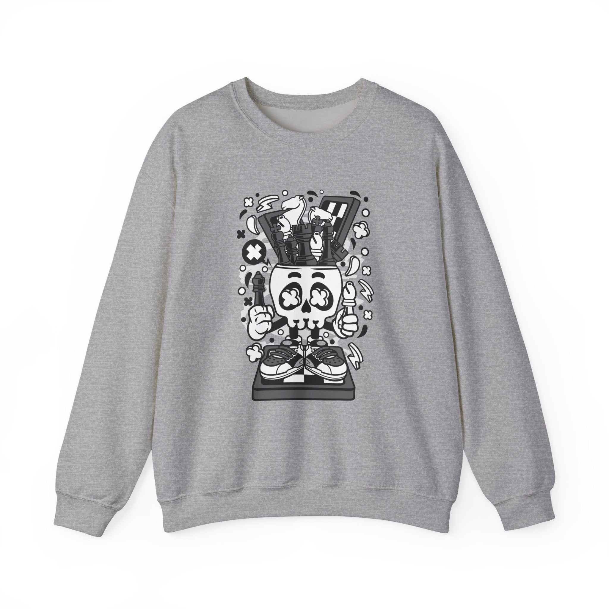 Chess Skull Head Unisex Heavy Blend Crewneck Sweatshirt for Ultimate Comfort