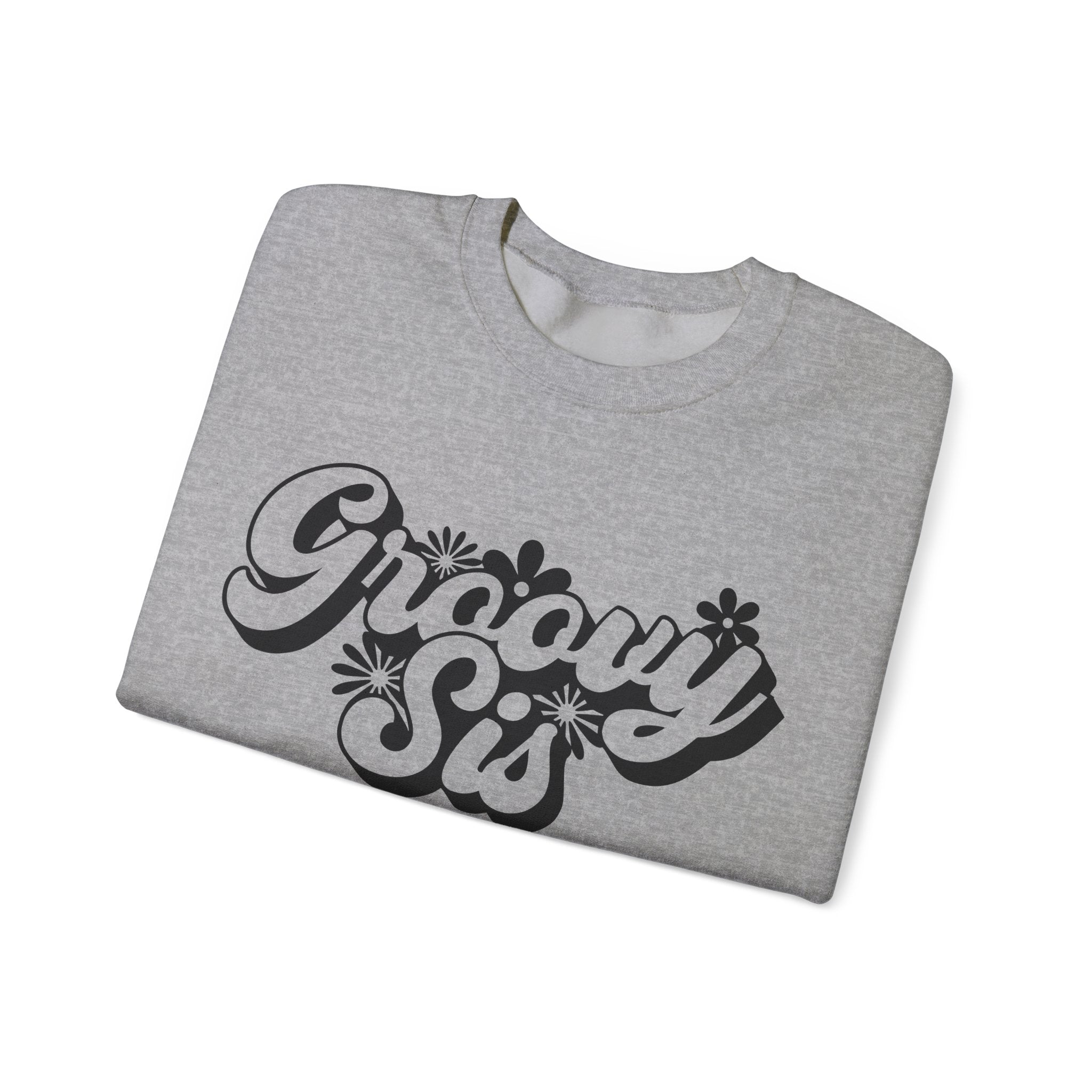 Groovy Sis Flowers Unisex Heavy Blend Crewneck Sweatshirt for Ultimate Comfort