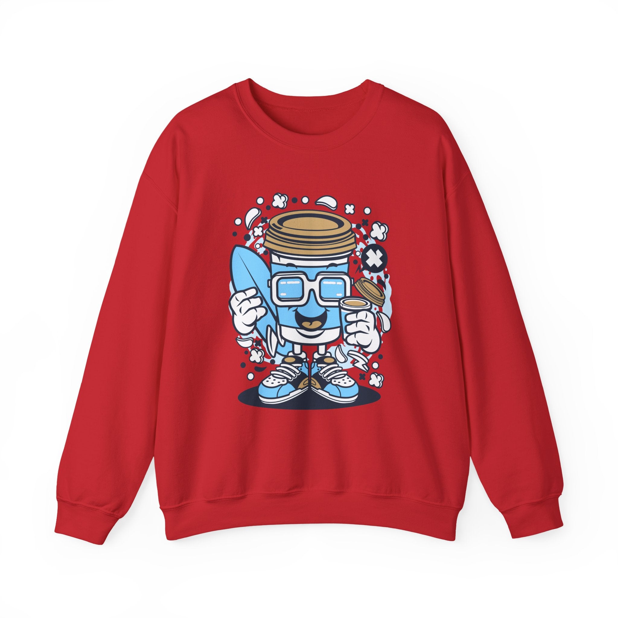 Coffee Cup Surfer Unisex Heavy Blend Crewneck Sweatshirt for Ultimate Comfort