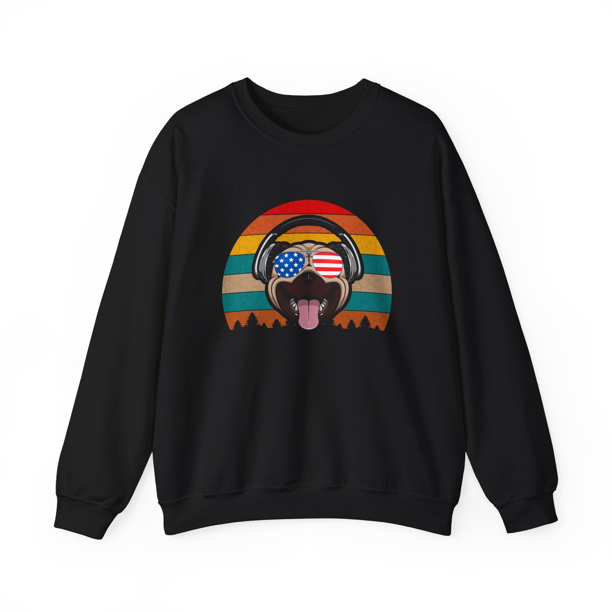 Happy American Pug Unisex Heavy Blend Crewneck Sweatshirt for Ultimate Comfort