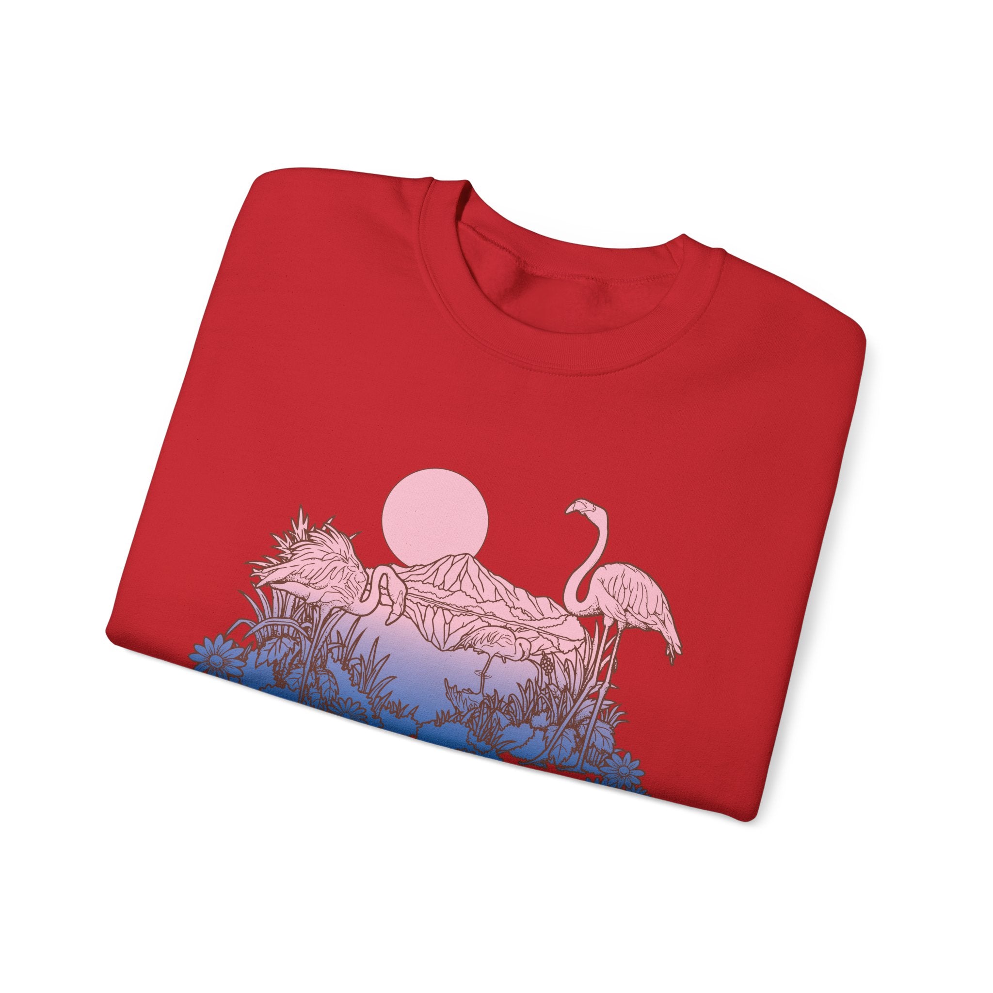 Flamingos In Sunset Unisex Heavy Blend Crewneck Sweatshirt