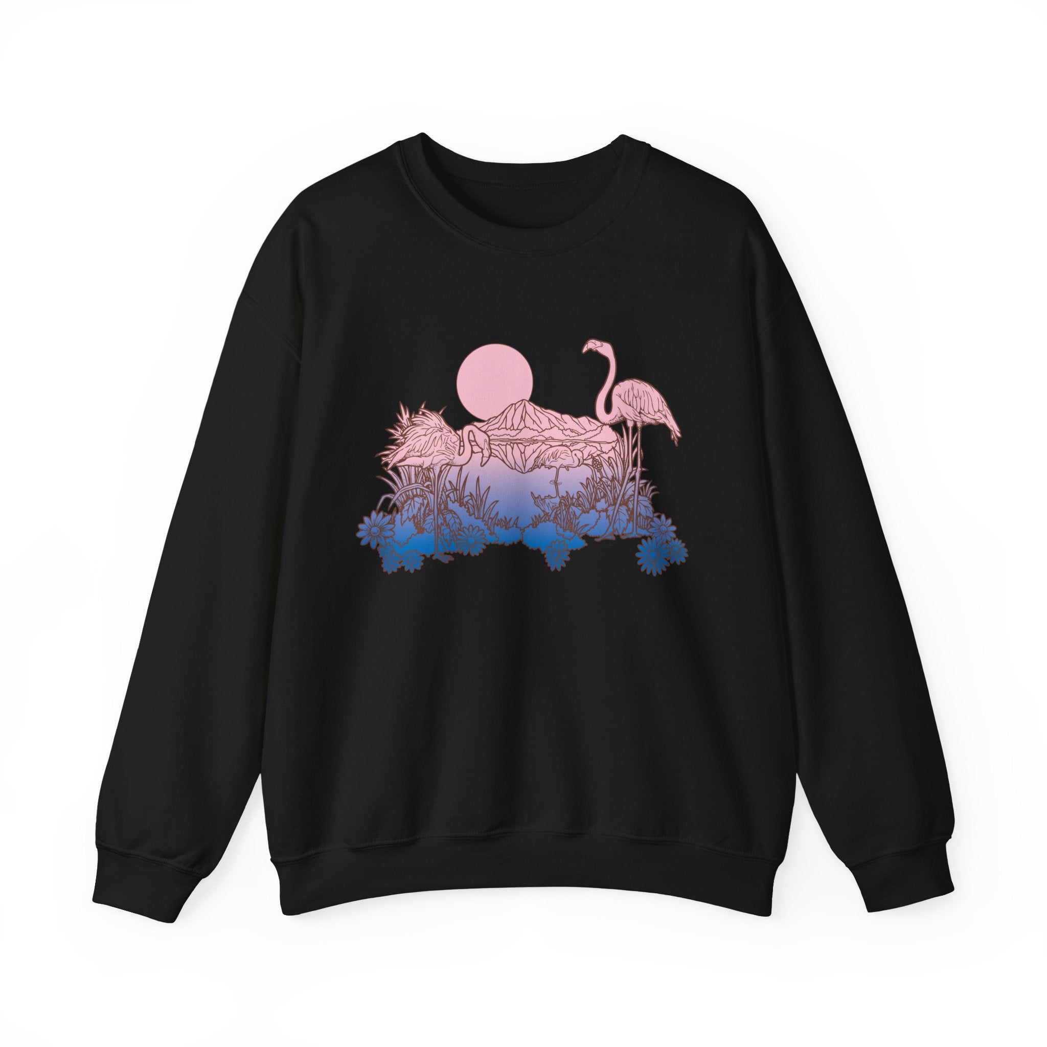 Flamingos In Sunset Unisex Heavy Blend Crewneck Sweatshirt