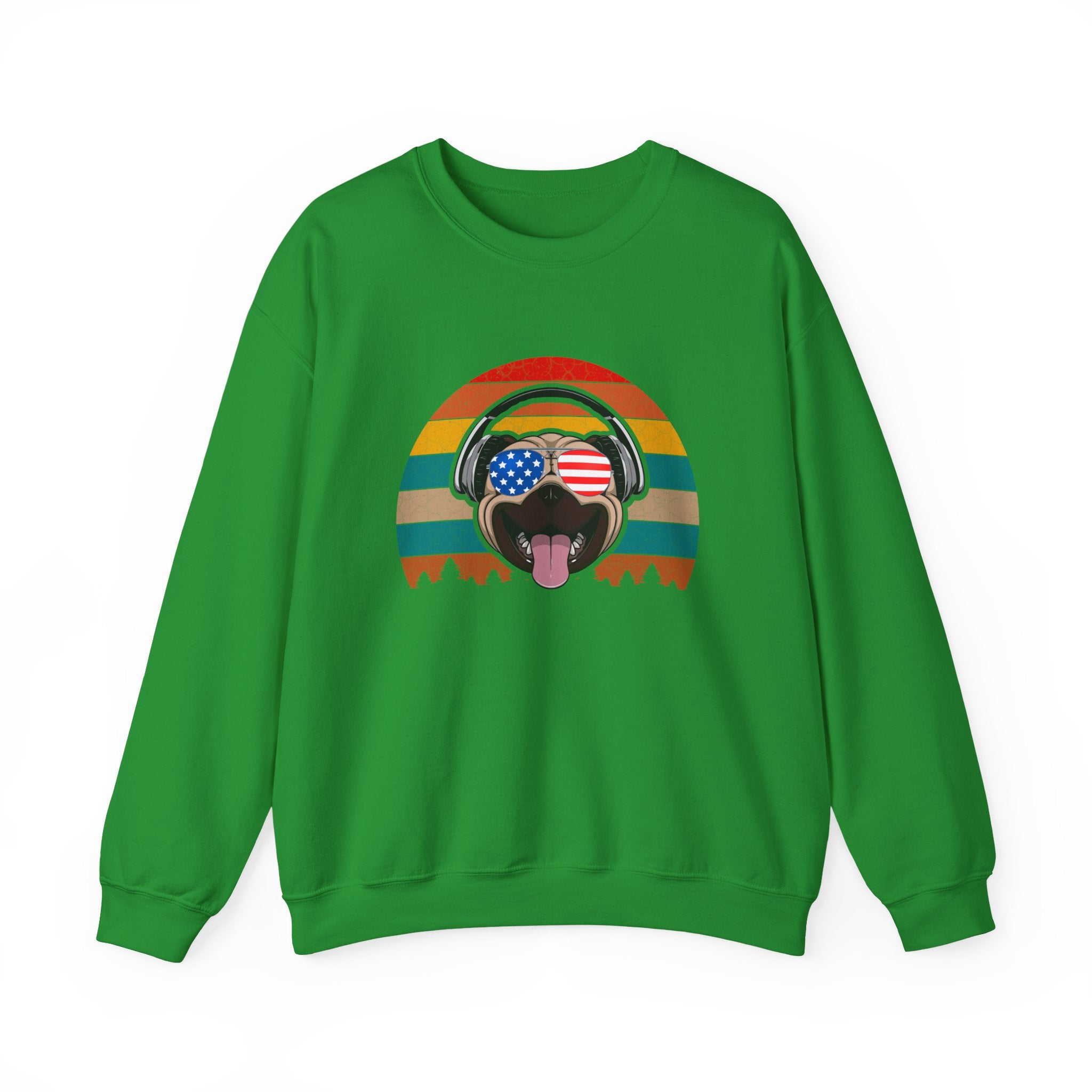Happy American Pug Unisex Heavy Blend Crewneck Sweatshirt for Ultimate Comfort
