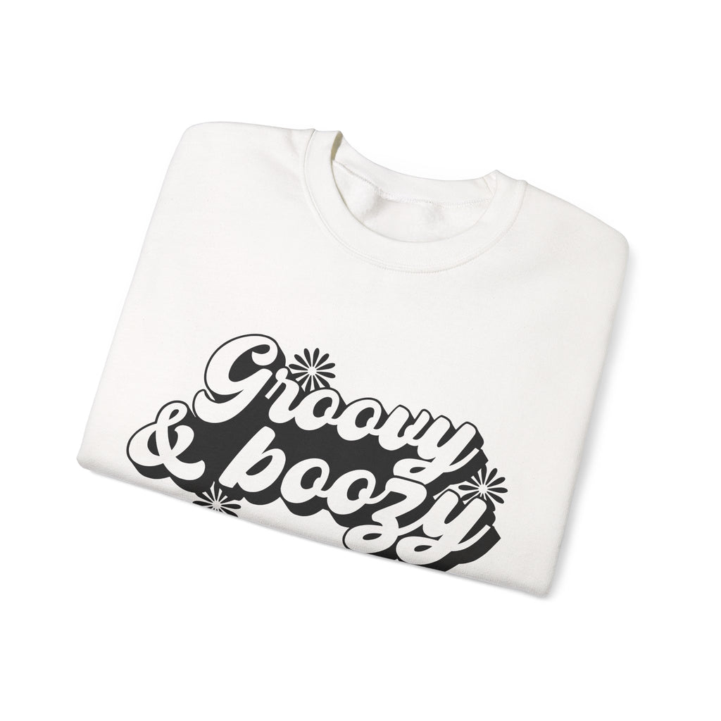 Groovy And Boozy Flowers Unisex Heavy Blend Crewneck Sweatshirt