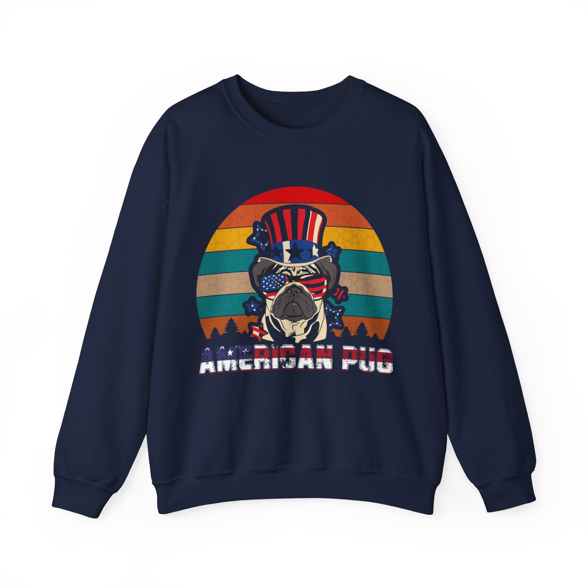 American White Pug Dog Unisex Heavy Blend Crewneck Sweatshirt for Ultimate Comfort