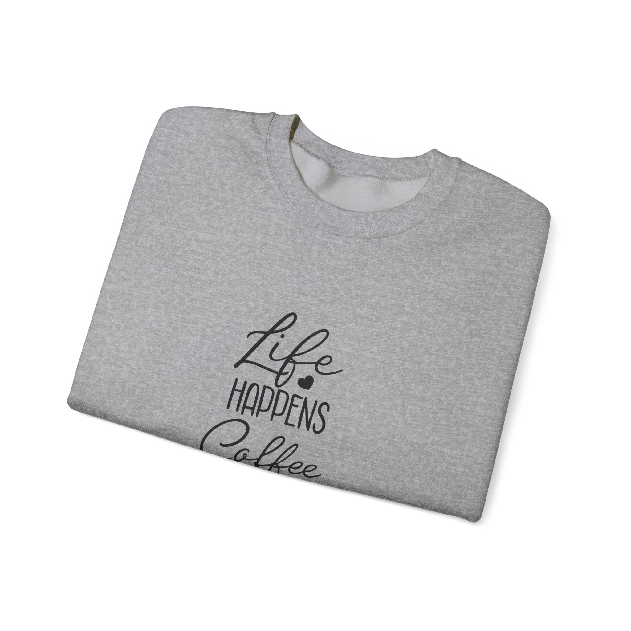 Life Happens Coffee Helps Unisex Heavy Blend Crewneck Sweatshirt