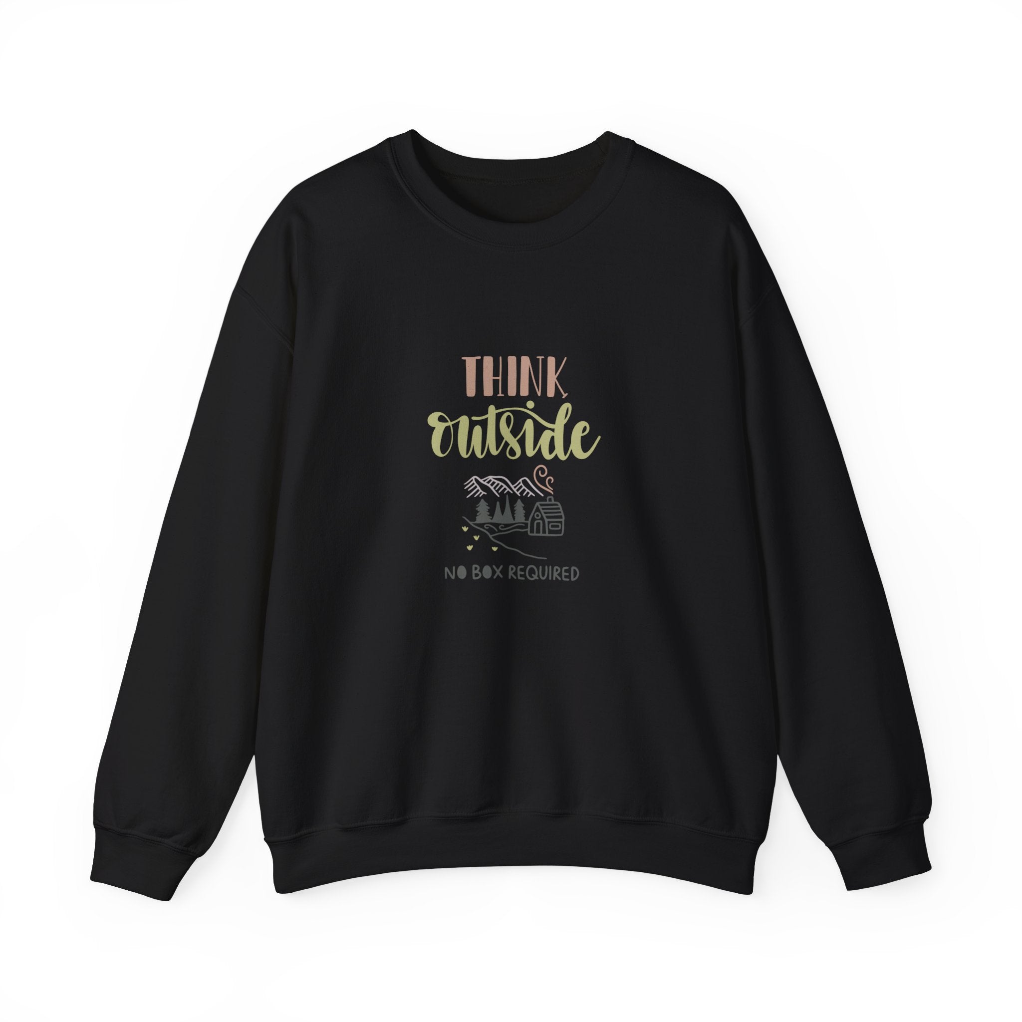 Think Outside No Box Required Unisex Heavy Blend Crewneck Sweatshirt