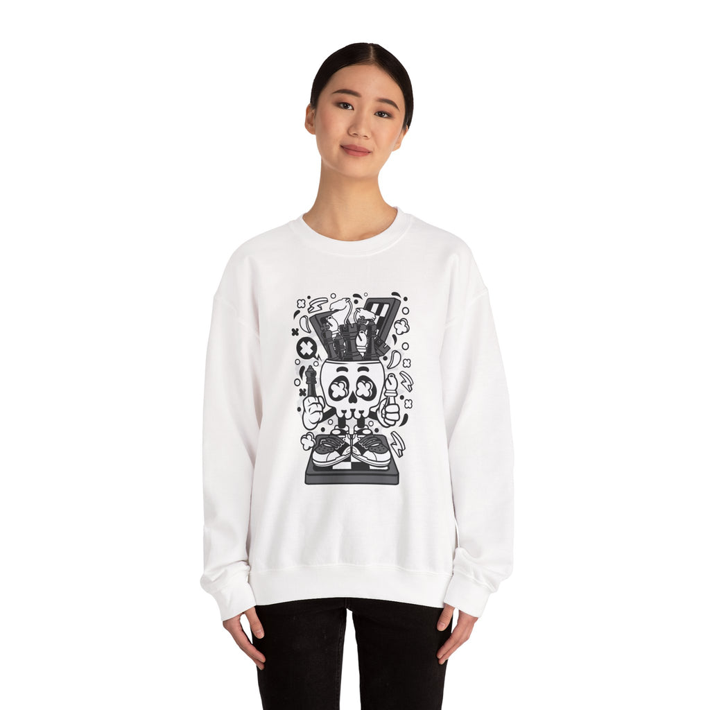 Chess Skull Head Unisex Heavy Blend Crewneck Sweatshirt for Ultimate Comfort