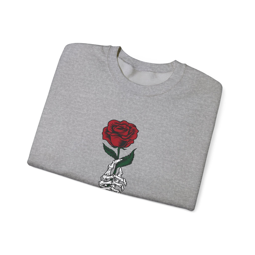 Rose In Skeleton Hand Unisex Heavy Blend Crewneck Sweatshirt