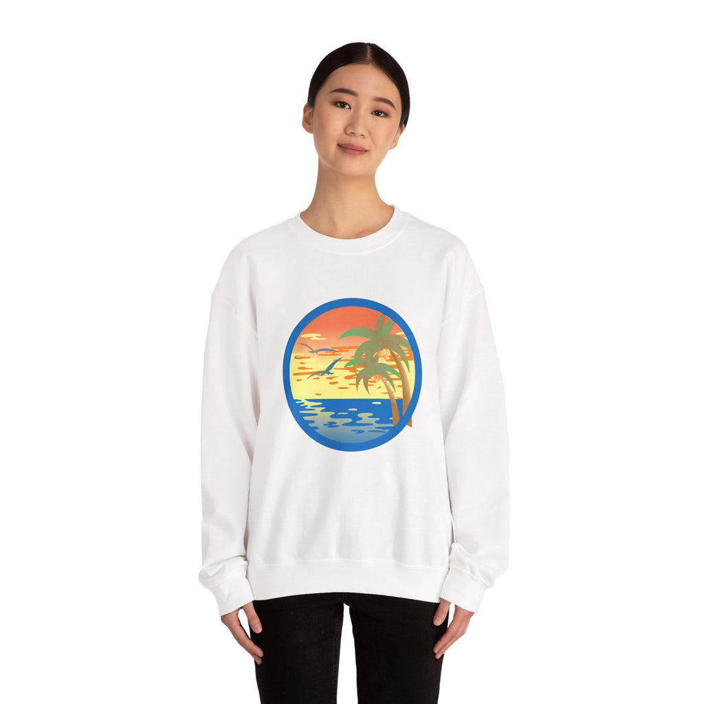 Colored Sunset And Beach Unisex Heavy Blend Crewneck Sweatshirt