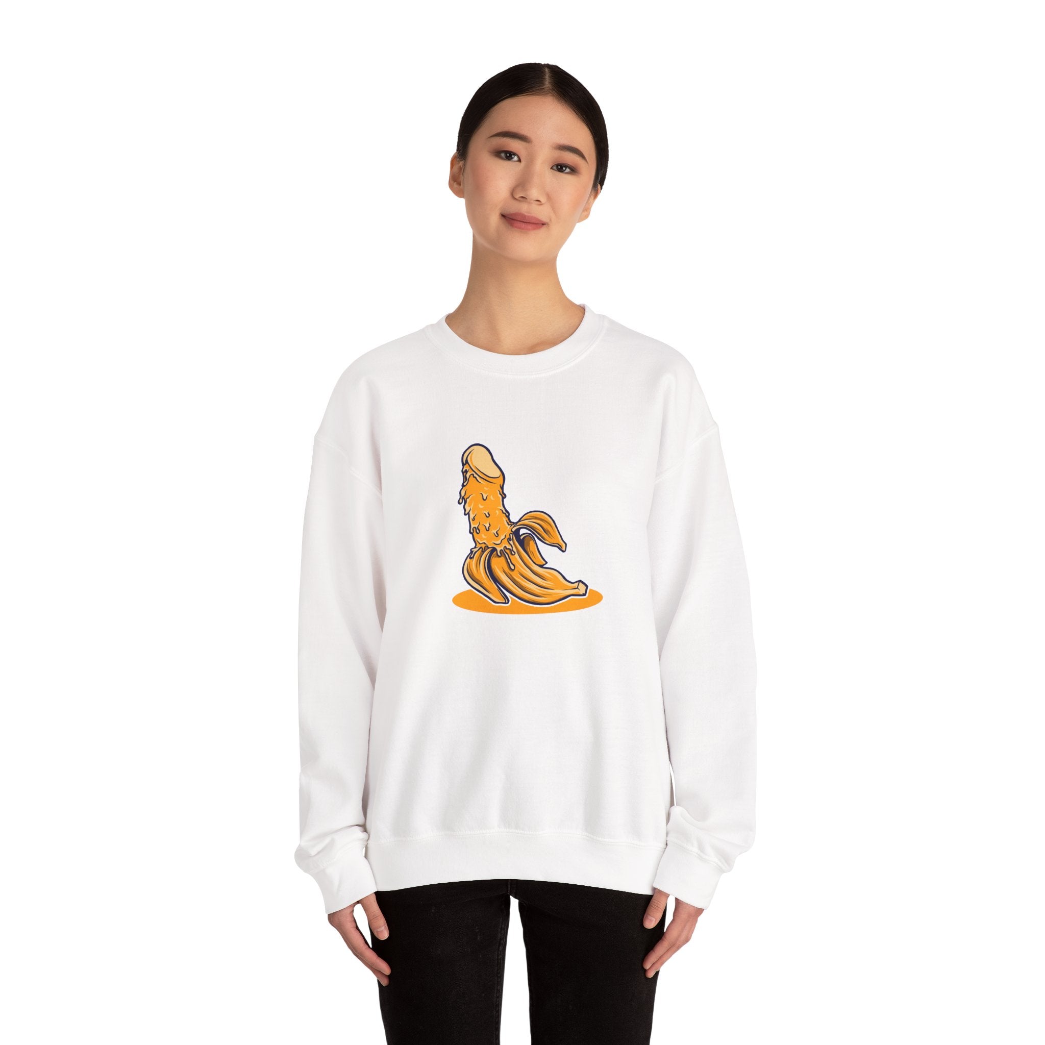 Penis Banana Unisex Heavy Blend Crewneck Sweatshirt for Ultimate Comfort