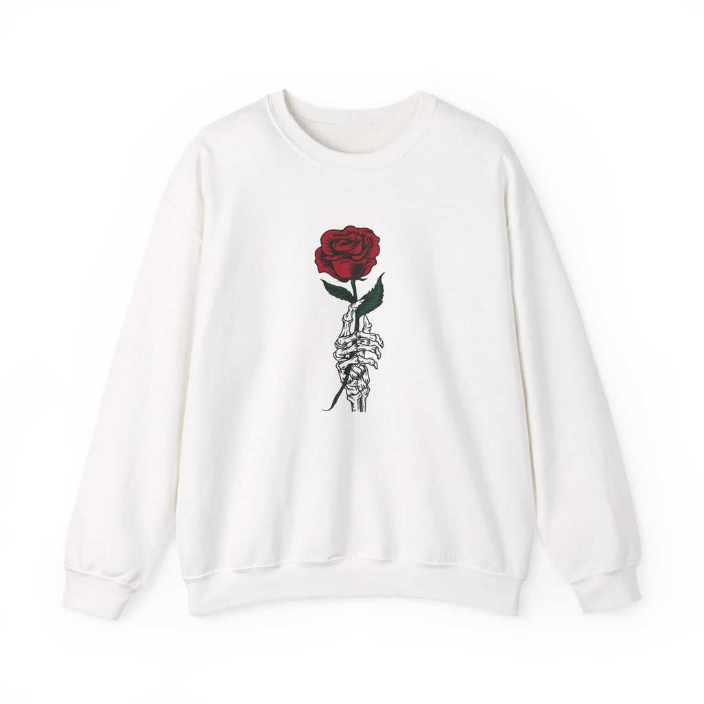 Rose In Skeleton Hand Unisex Heavy Blend Crewneck Sweatshirt